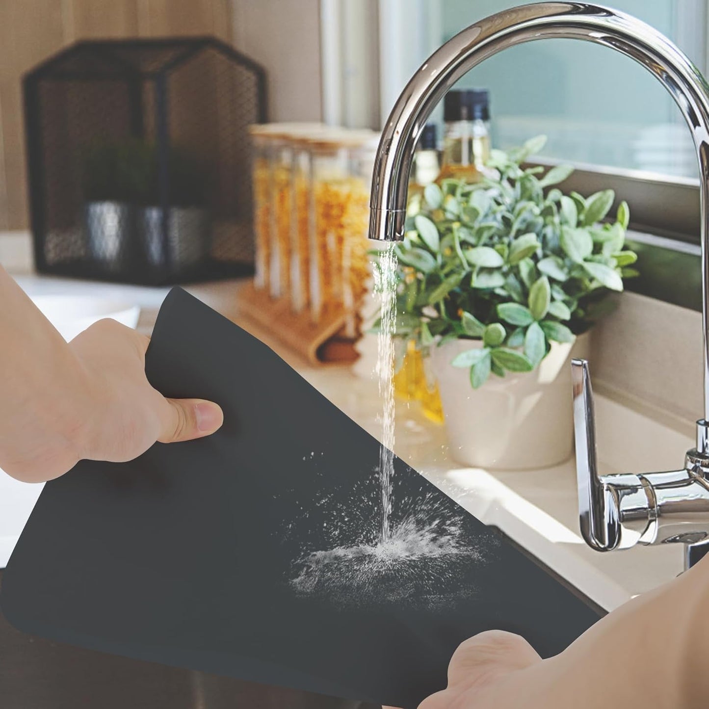 Silicone Mat for Kitchen Counter, Silicone Mat Trimable to Size (Dark Gray, 15.7×11.8inch-2pcs), BPA-Free Silicone Placemat, Heat-Resistant NonSlip Table Mat for Air Fryer, Countertop Protector Mat