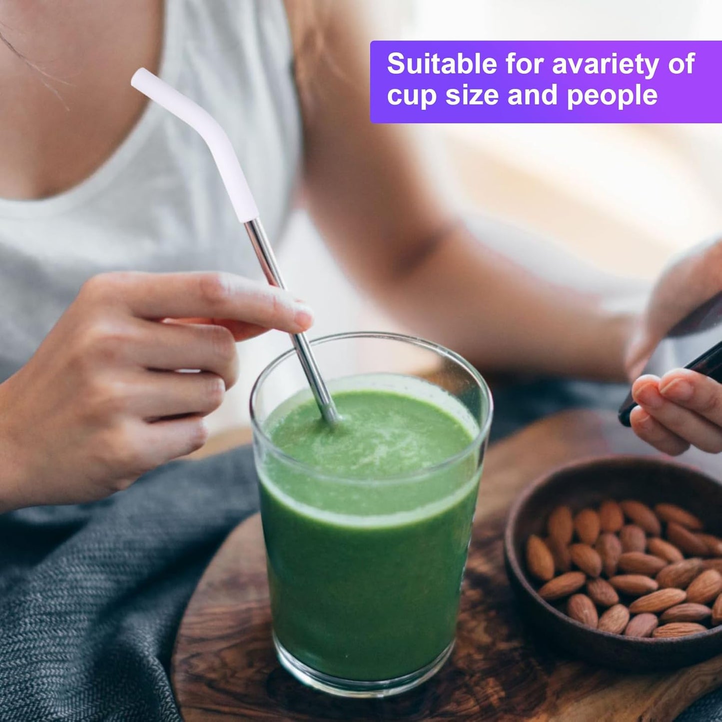 6Pcs Metal Straw Silicone Tips 5/16 IN Wide(8mm Outer Diameter) Food Grade Rubber Straw Covers Flex Elbow Replacement Tip for Stainless Steel Metal Straws,White