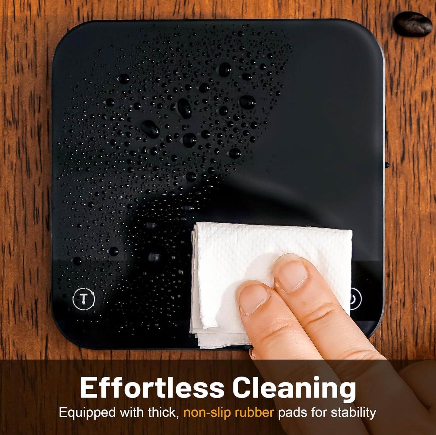 KitchenTour CaféMetric Coffee Scale with Timer 0.1g/2000g - Precision Scale for Espresso & Pour Over - Water Flow Speed Mode and Coffee Powder-to-Liquid Ratio Mode - Rechargeable, LCD Display-Black