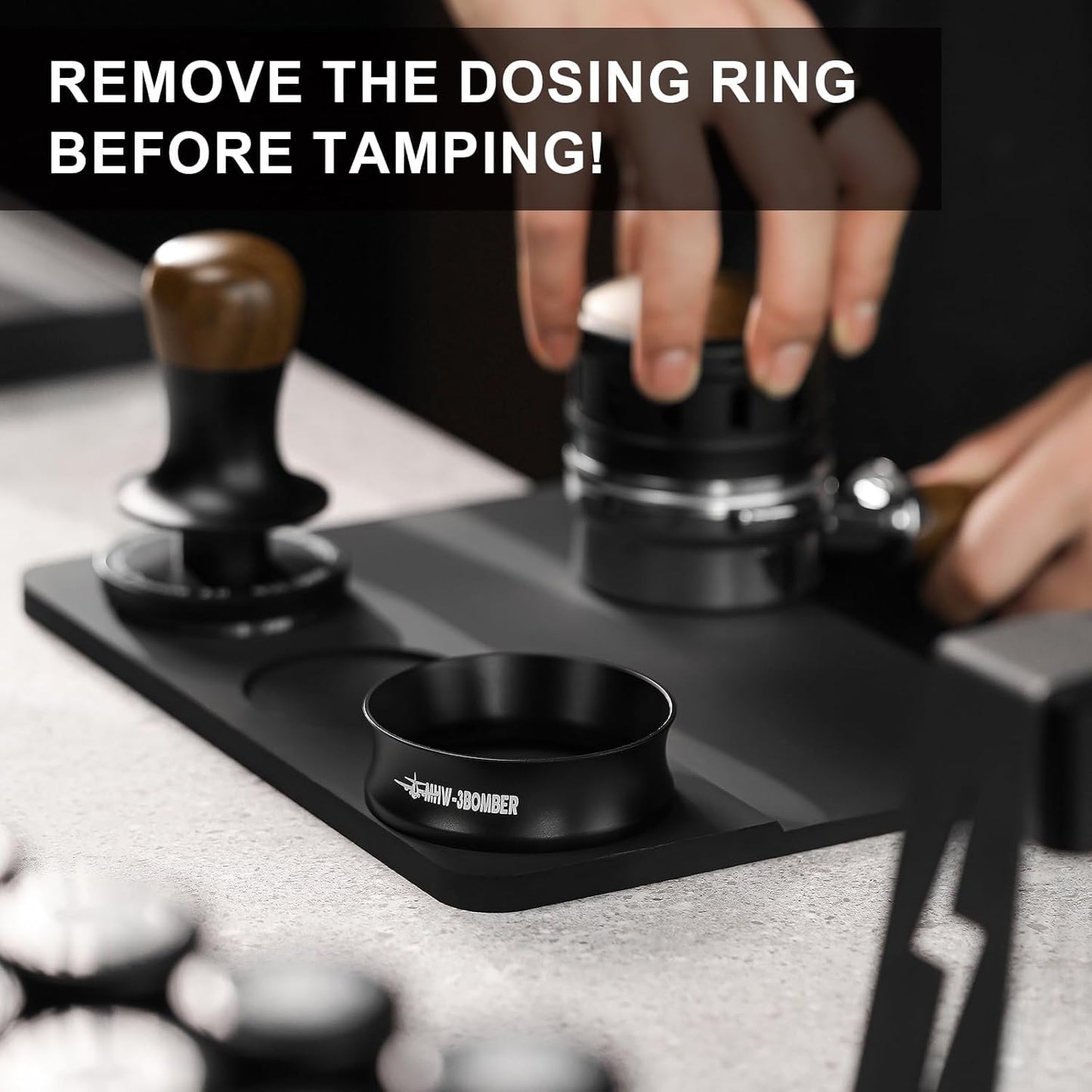 MHW-3BOMBER 51mm Espresso Dosing Funnel Magnetic Coffee Dosing Ring Portafilter Funnel Barista Tools Compatible with 51mm Delonghi Decica Portafilter DR5548B-OS