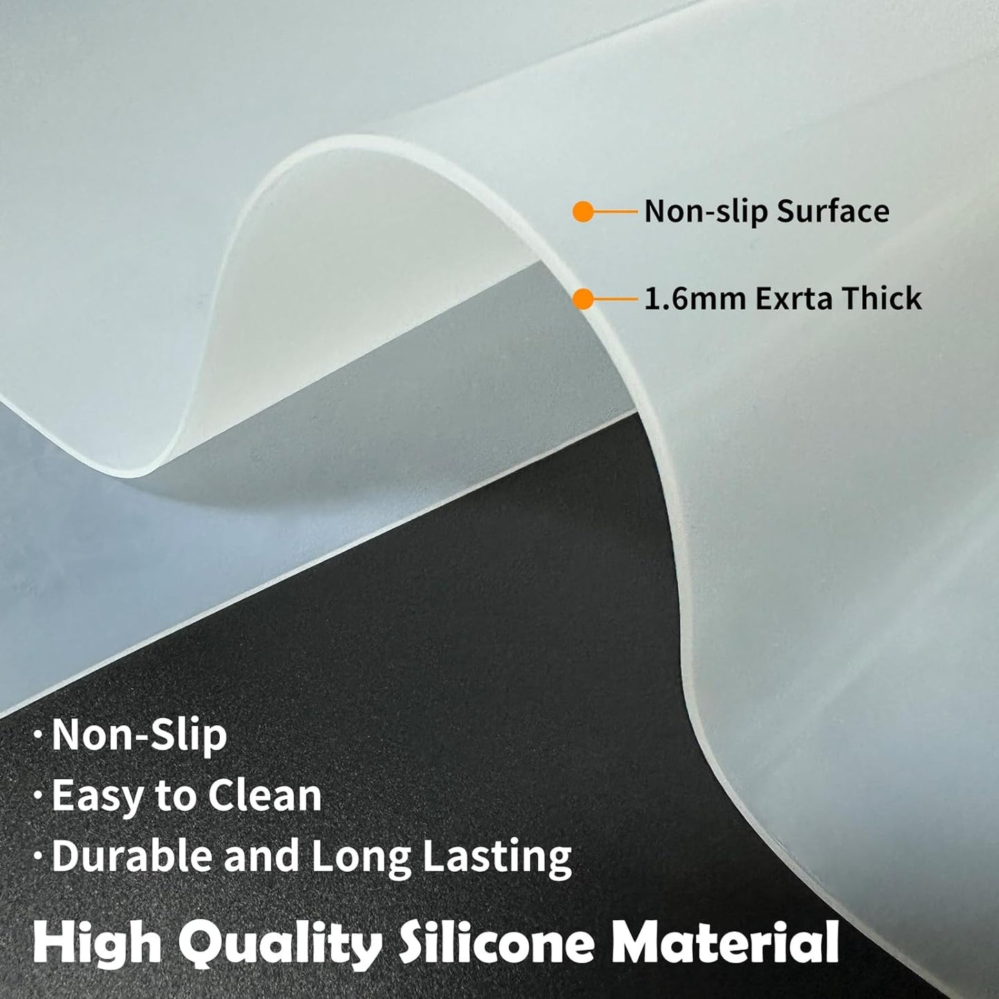 Large Silicone Mats, 78.7”x15.7” Extra Large Silicone Heat Resistant Mat, Countertop Protector, Nonstick Waterproof Mats for Kitchen Counter, Shipped Rolled Up Kitchen Counter Mat, Dark Gray