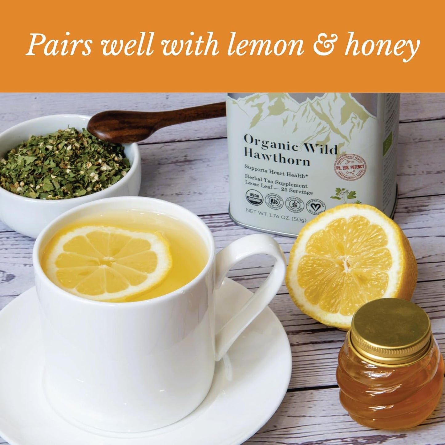 Wild Bliss Organic Hawthorn Loose Leaf and Flower Tea - Caffeine Free Heart Health Herbal Support - 1.76 Oz - 25 Servings