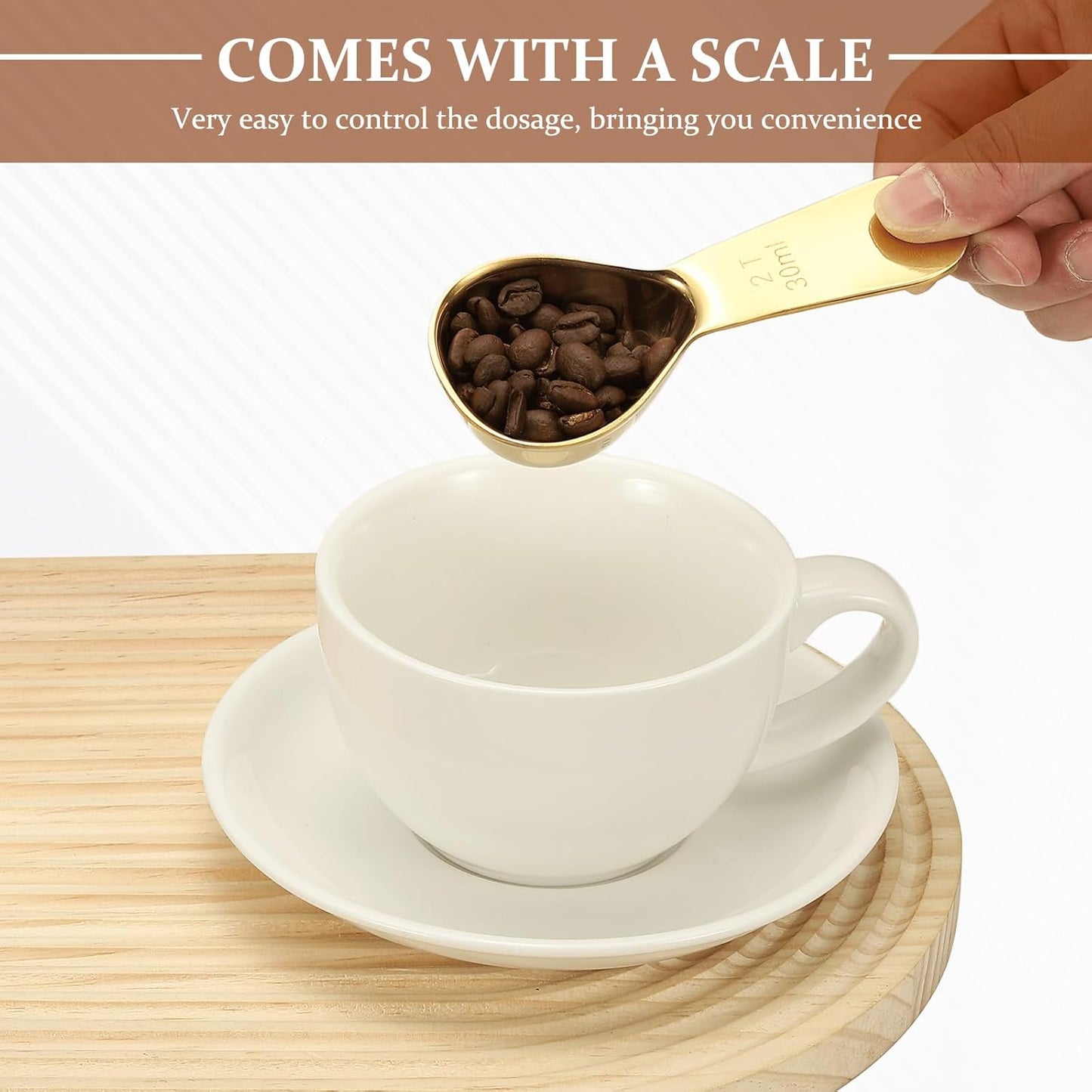 uxcell 2Pcs Stainless Steel Coffee Scoop, 15ml Short Handle Measuring Spoon for Ground Coffee Tea Sugar Kitchen Gifts, Rose gold