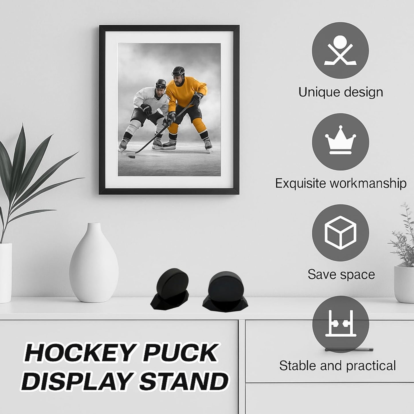 Hockey Puck Display Stand| Hockey Puck Holders| Autographed Puck & Memorabilia Display Stand | 3D Printed Non-Slip Plastic Display Stand | Made in USA