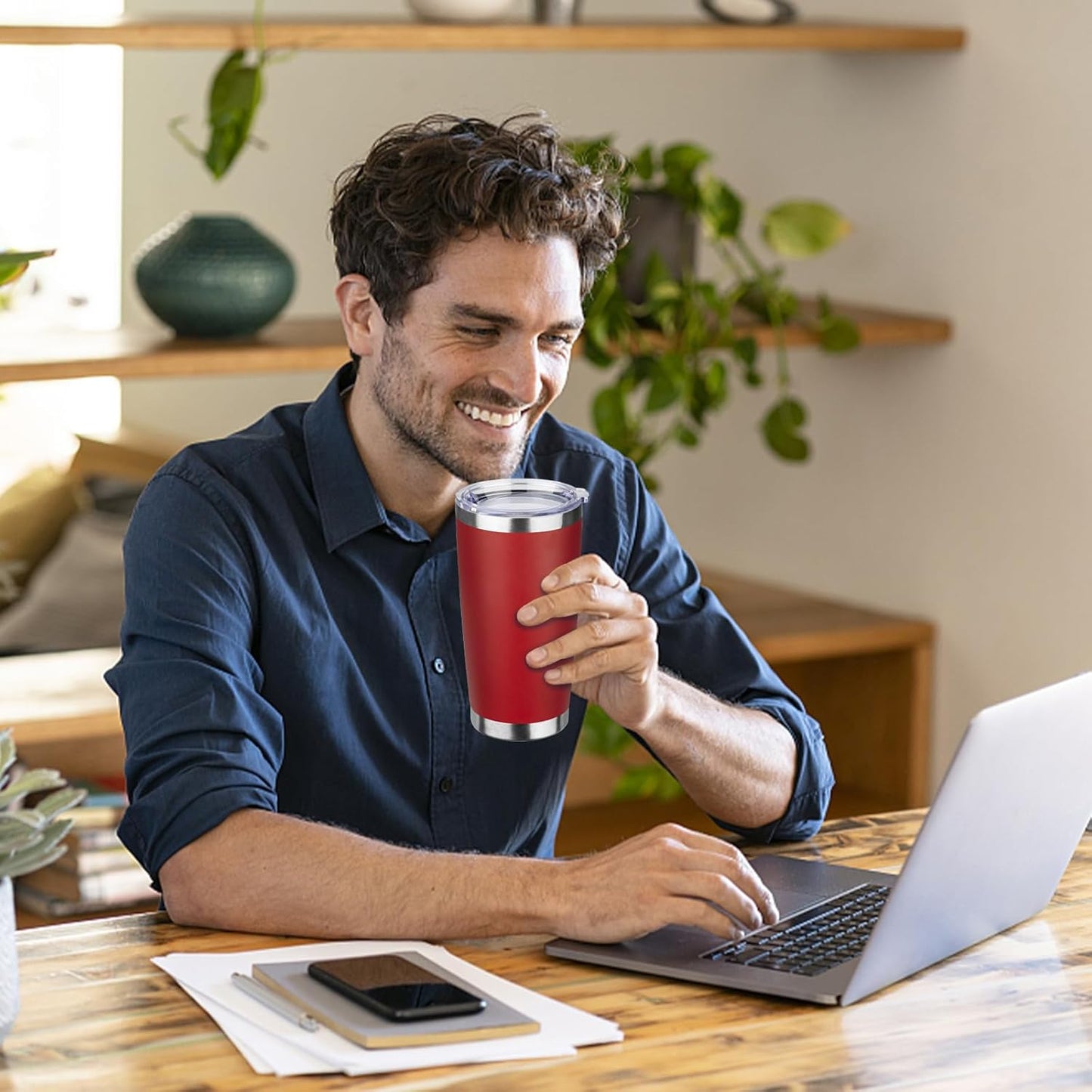 StarSpeed 20oz Tumbler Bulk with Lid, Stainless Steel Insulated Tumblers Double Wall Vacuum Insulated Travel Mug, Powder Coated Coffee Cups for Hot and Cold Drinks(Wine Red,6)