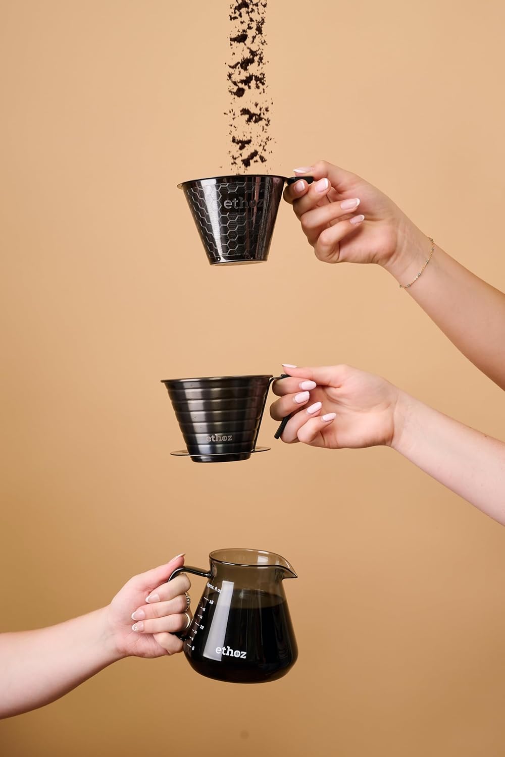 Ethoz® Glass Carafe – Sleek, Borosilicate Glass Pitcher for Brewing & Serving. Ergonomic Design, Calibrated Measurements, and Temperature-Resistant Durability. Perfect for Coffee, Cocktails, and More.