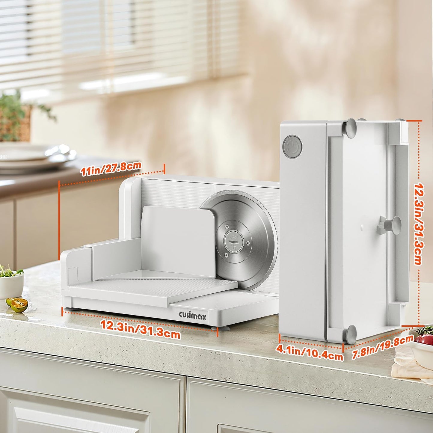 CUSIMAX Meat Slicer for Home,Foldable Meat Slicer with Child Safety Switch and 2 Removable Blades,Electric Deli Slicer Adjustable Thickness 0-20mm for Cut Meat,Cheese,Bread,Fruit,Storage Bag