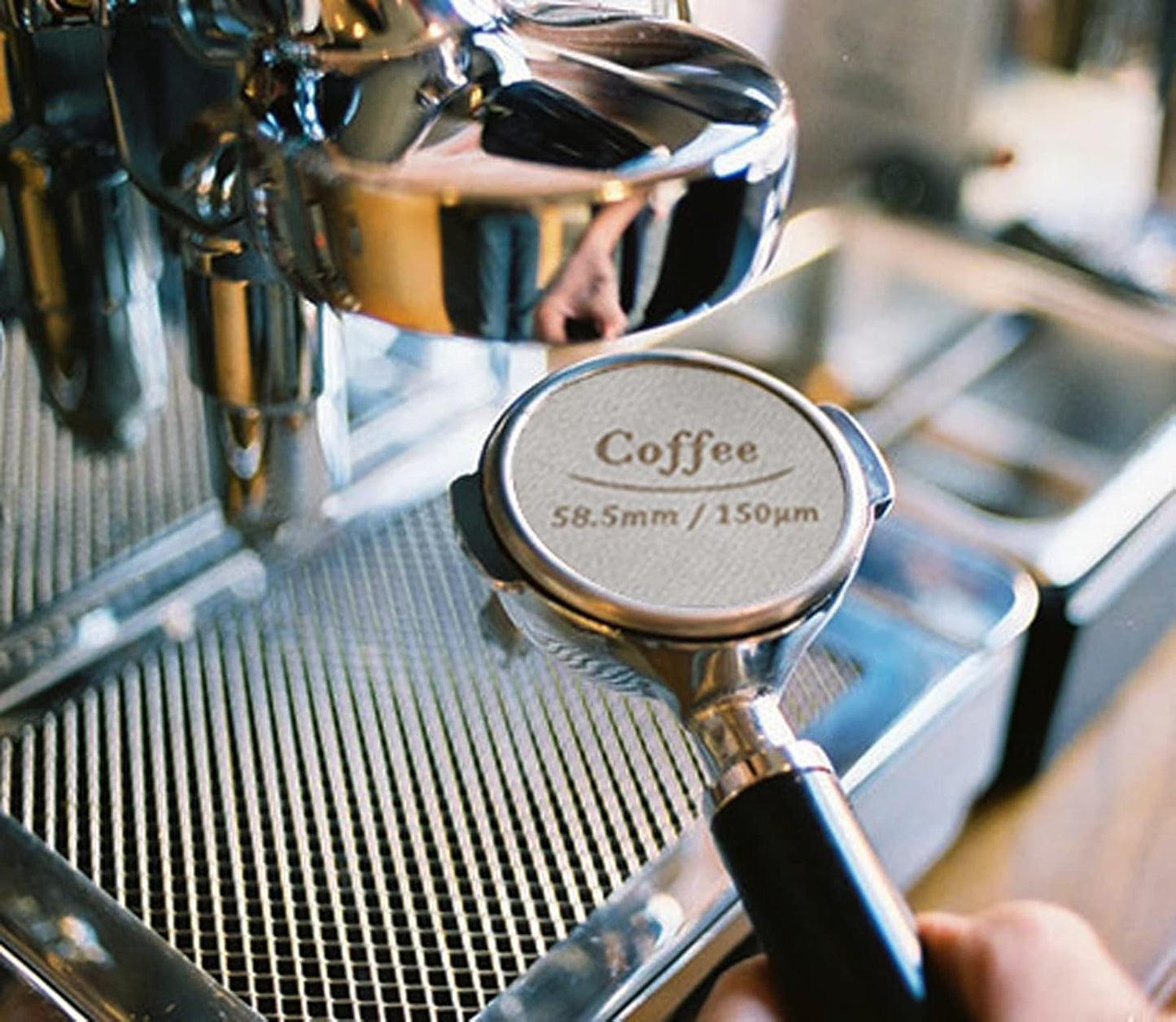 Espresso Puck Screen 53.5/58.5mm Stainless Steel Coffee Filter 150μm with Stand Filter Screen for 58mm Portafilter Filter Basket