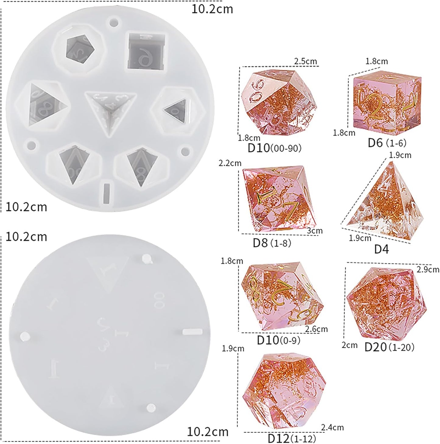 7 Cavities Dice Resin Mold - Resin Casting Silicone Molds for Home Decor & Candle Making Wave Spiral Mold