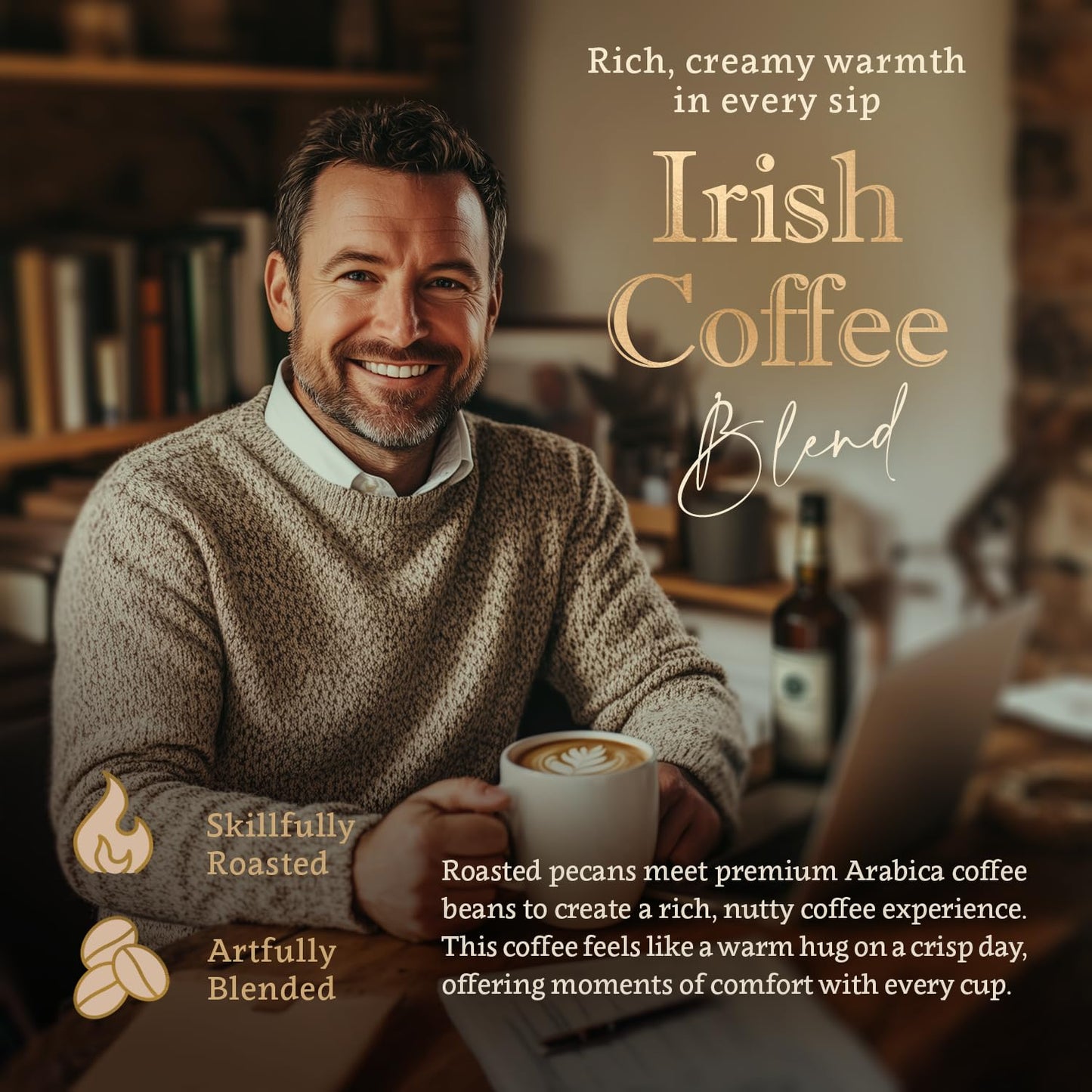 Irish Cream Flavored Whole Bean Coffee – 100% Arabica, Organic, No Artificial Sweeteners, Naturally Flavored, Medium Roast, Single Origin – by Coffea Flavor