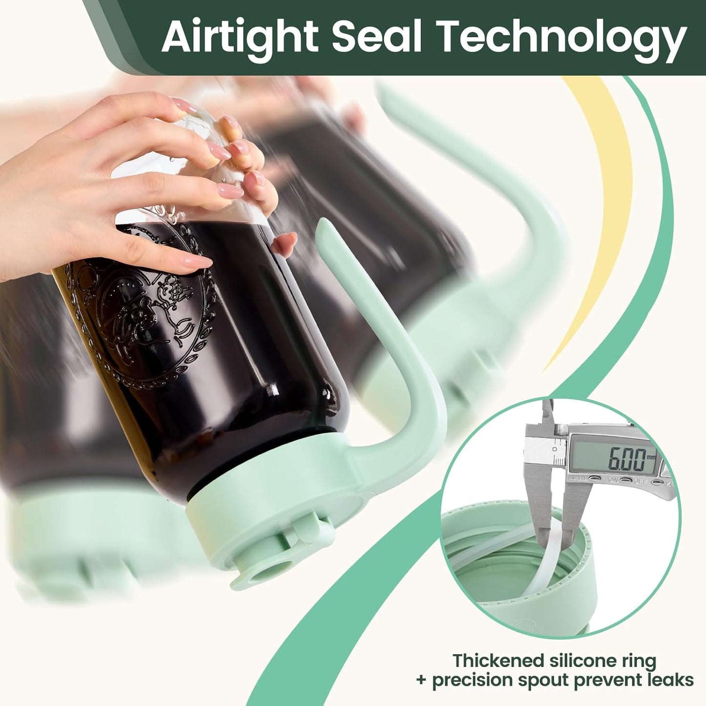 Mason Jar Pitcher - Airtight & Leakproof Glass Pitcher with Lid, Perfect for Breastmilk, Cold Brew, and Sun Tea, 2 Quart (64 oz) Mason Jar with Pour Spout Lid