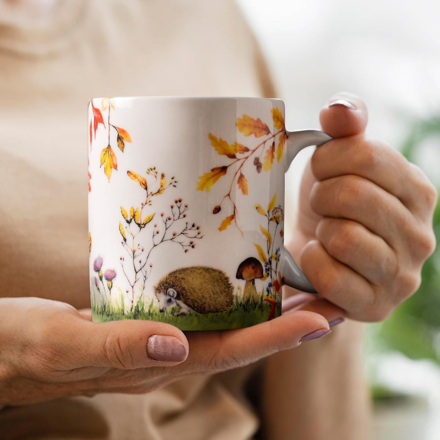 Maison d' Hermine Coffee Mug with Handles Fine Bone China Mugs Pack of One Tea Cups for Hot Beverages Cappuccino Latte Home Restaurant Office Perfect for Gift (Sous-Bois - Option 1, 15 Ounce)