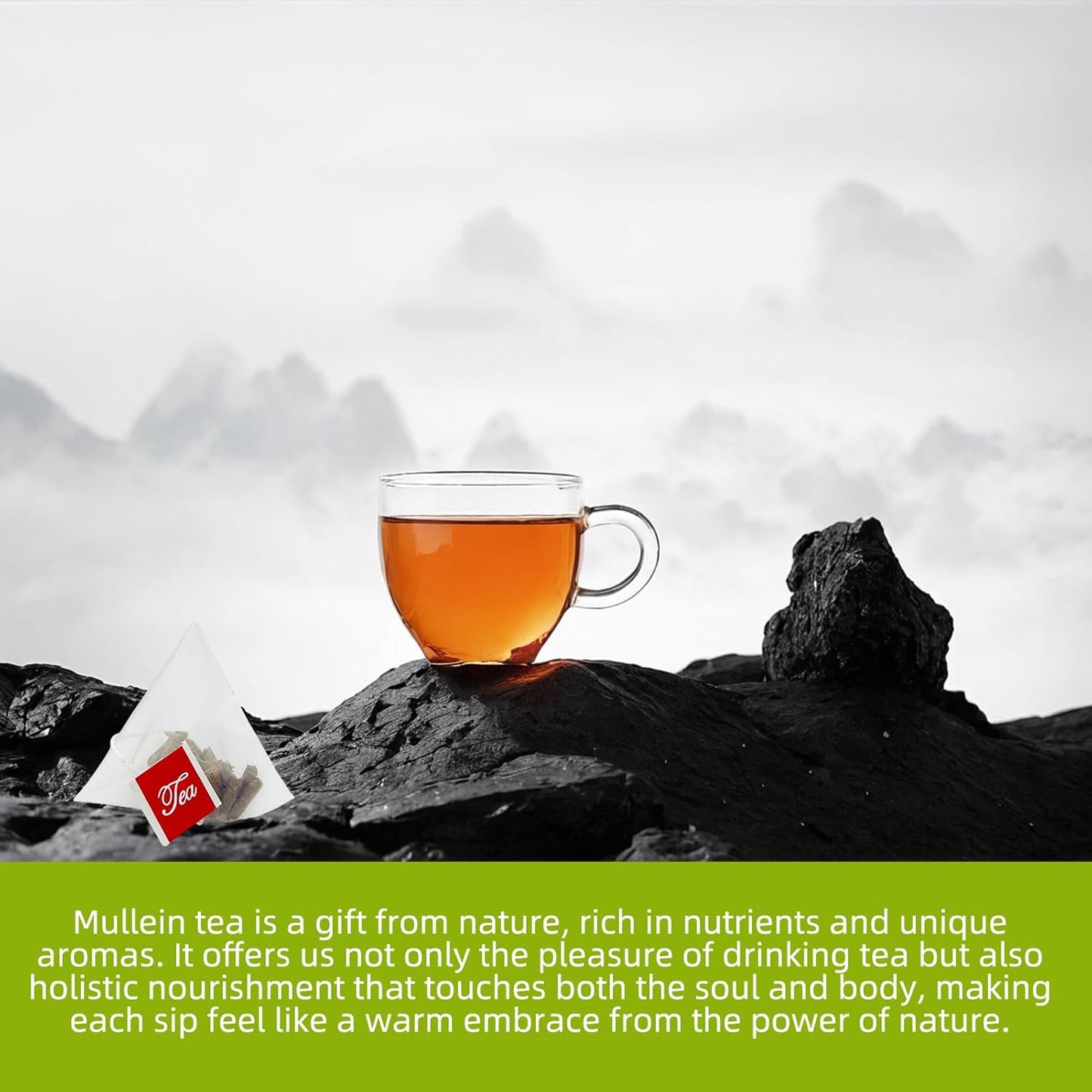 Samcci - Mullein Tea Bags, 20 Teabags, 3g/bag, 100% Pure Mullein Tea Bags for Lungs Cleanse, Natural Herbal Tea Bags, Caffeine Free & No Additives Mullein Leaf Tea for Detox & Respiratory Support