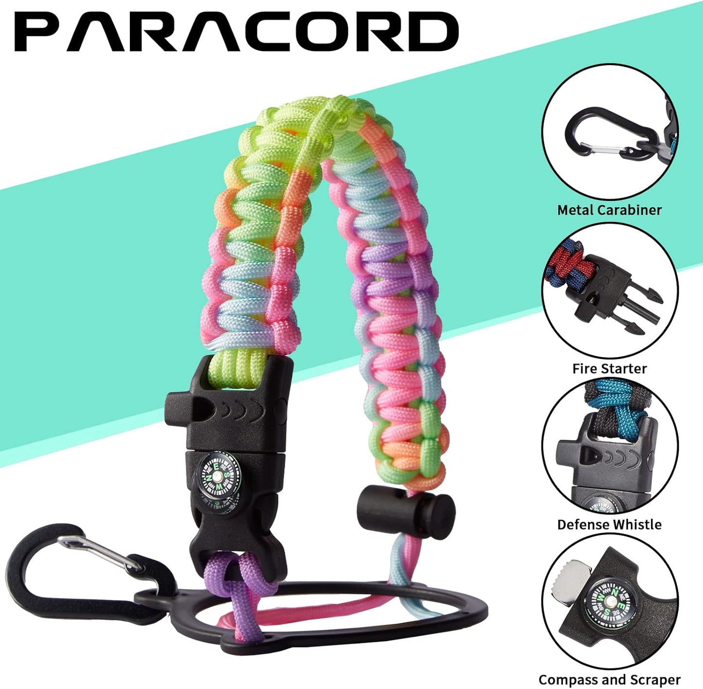 Insulated Stainless Steel Water Bottle - 32/40/64/128 oz Water Bottles with Straw & Spout Lids, Paracord Handle and Carrier Pouch, Workout Water Flask Bottle for Women Men Sport Activities