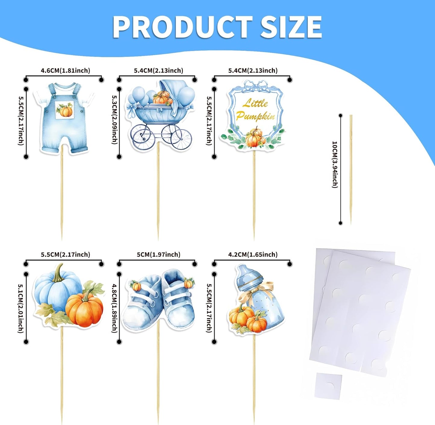 36Pcs Little Pumpkin Cupcake Toppers Blue Pumpkin Cupcake Picks Little Pumpkin Baby Shower Cake Decorations Thanksgiving Party Cake Decorations Kids Birthday Party Supplies