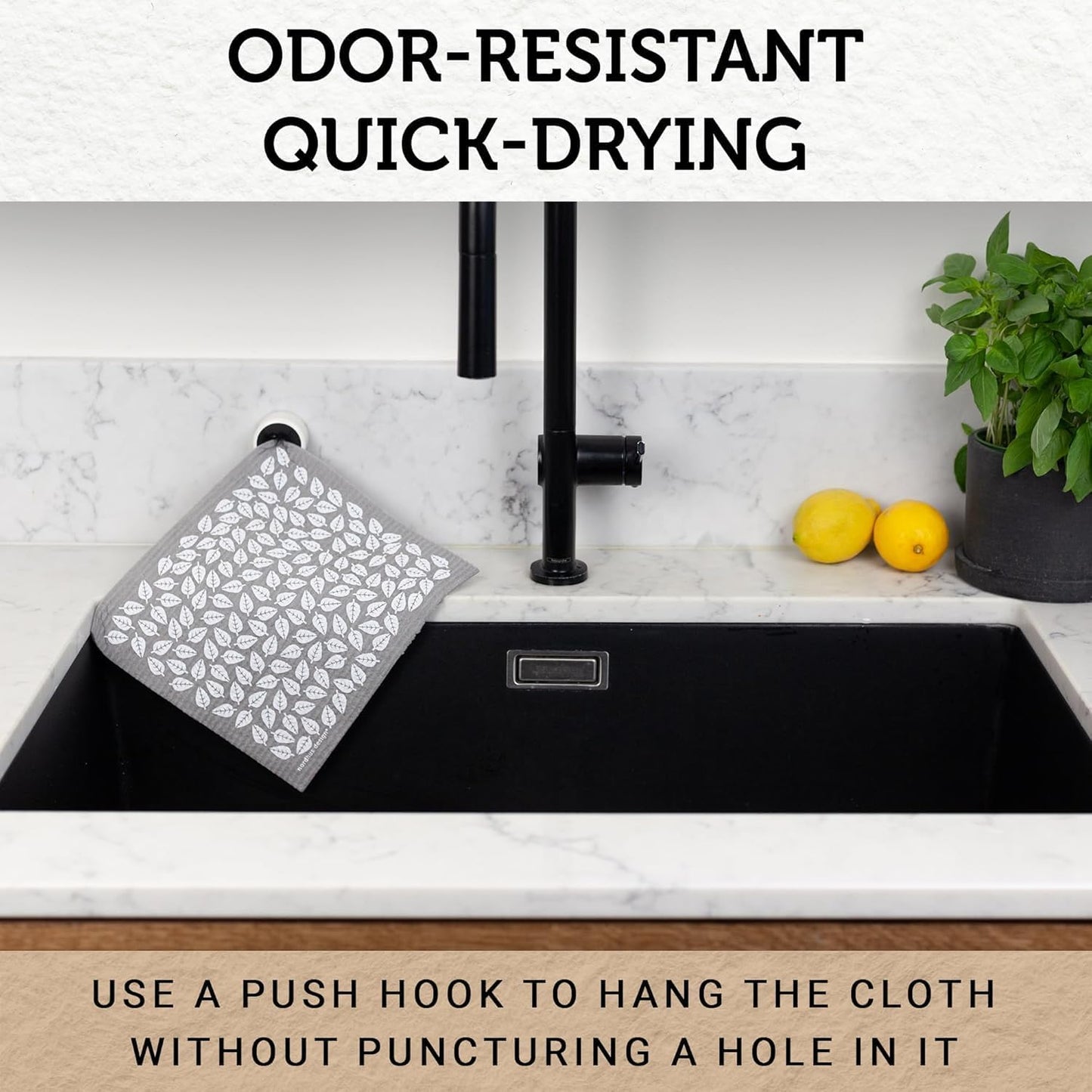 Nordhus Design Swedish Dishcloths, 5 Cloths, Made in Sweden - Reusable, Washable Cellulose Cotton Kitchen Cloths - Replace Paper Towels, Wipes, Sponges, Dish Rags