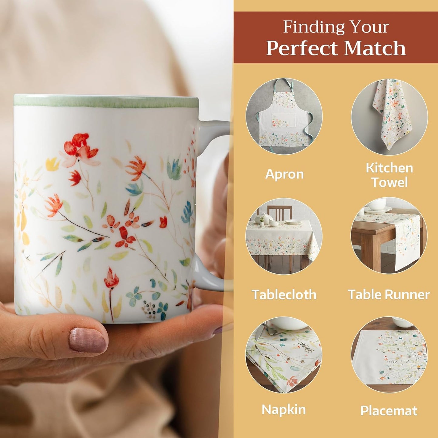 Maison d' Hermine Coffee Mug with Handles Fine Bone China Mugs Pack of One Tea Cups for Hot Beverages Cappuccino Latte Home Restaurant Office Perfect for Gift (Colmar - Green, 15 Ounce)