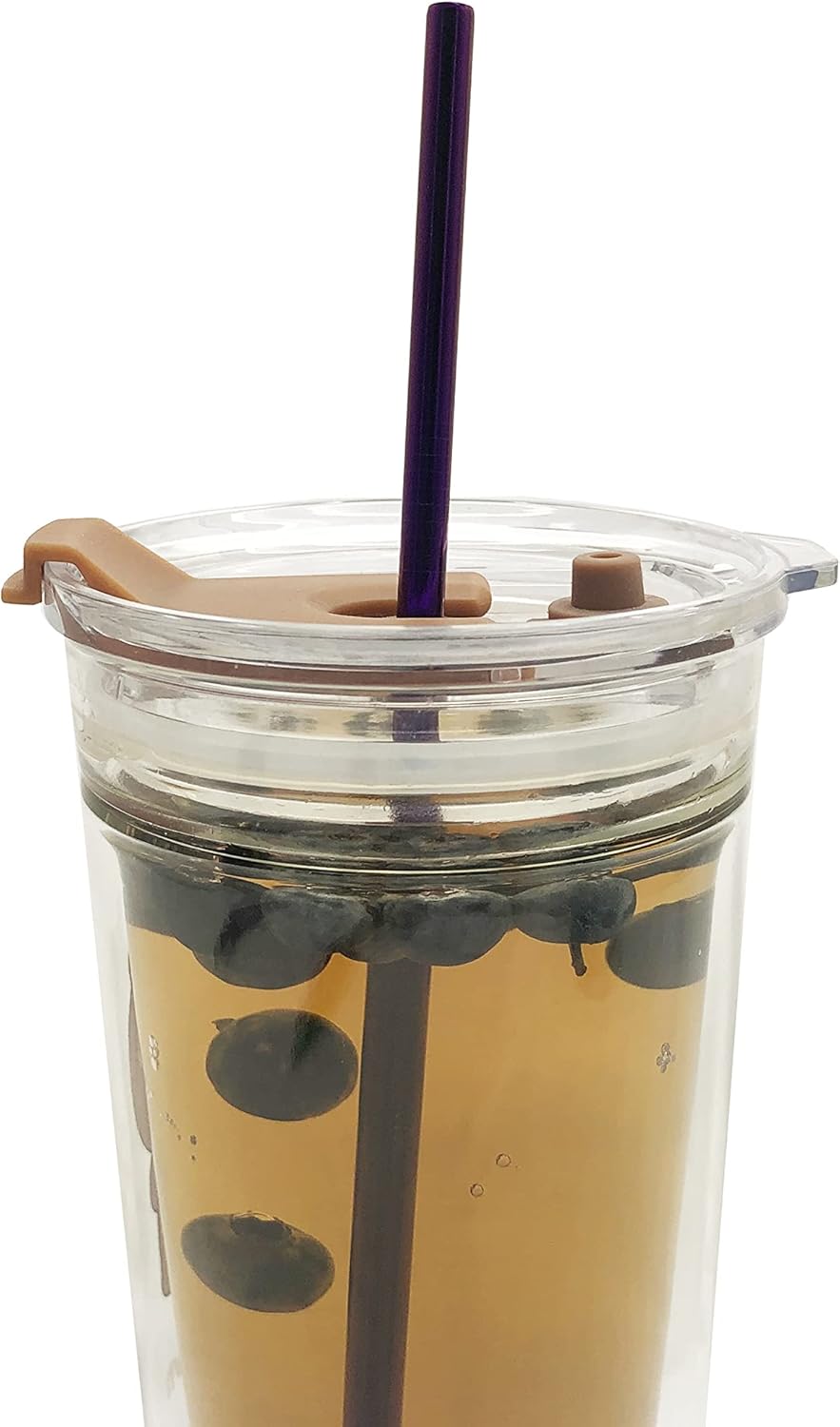 10 Pcs Stainless Steel Straws, Reusable Drinking Straws, Straight Metal Straw Sets with 2 Pcs Cleaning Brushes (8.5 Inch, Purple)