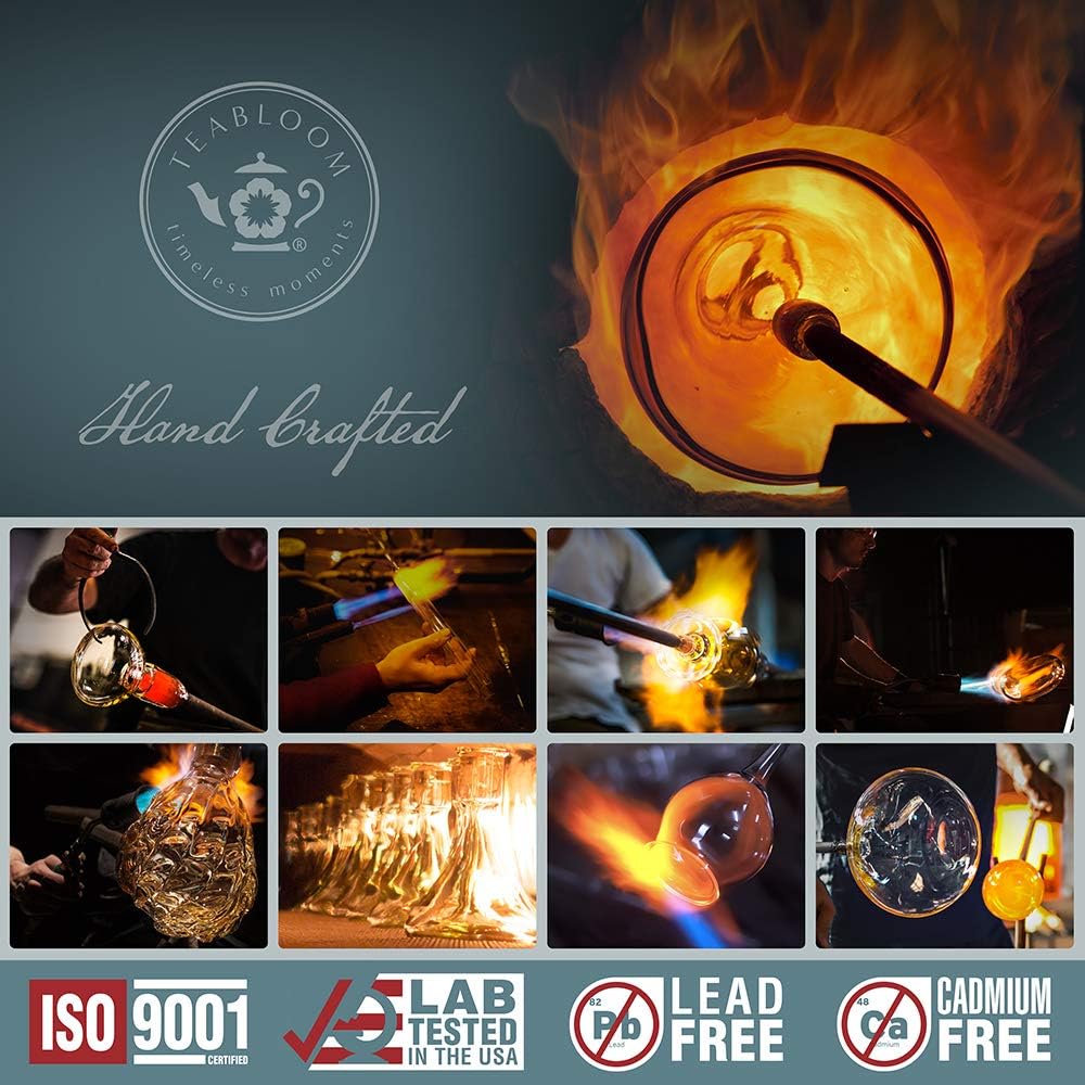 Teabloom Dublin Glass Teapot – Premium Borosilicate Glass with Removable Stainless Infuser – Stovetop Safe – Ideal for Loose Leaf Tea – Tea for Two – 27 oz. / 800 ml (2-3 Cups)