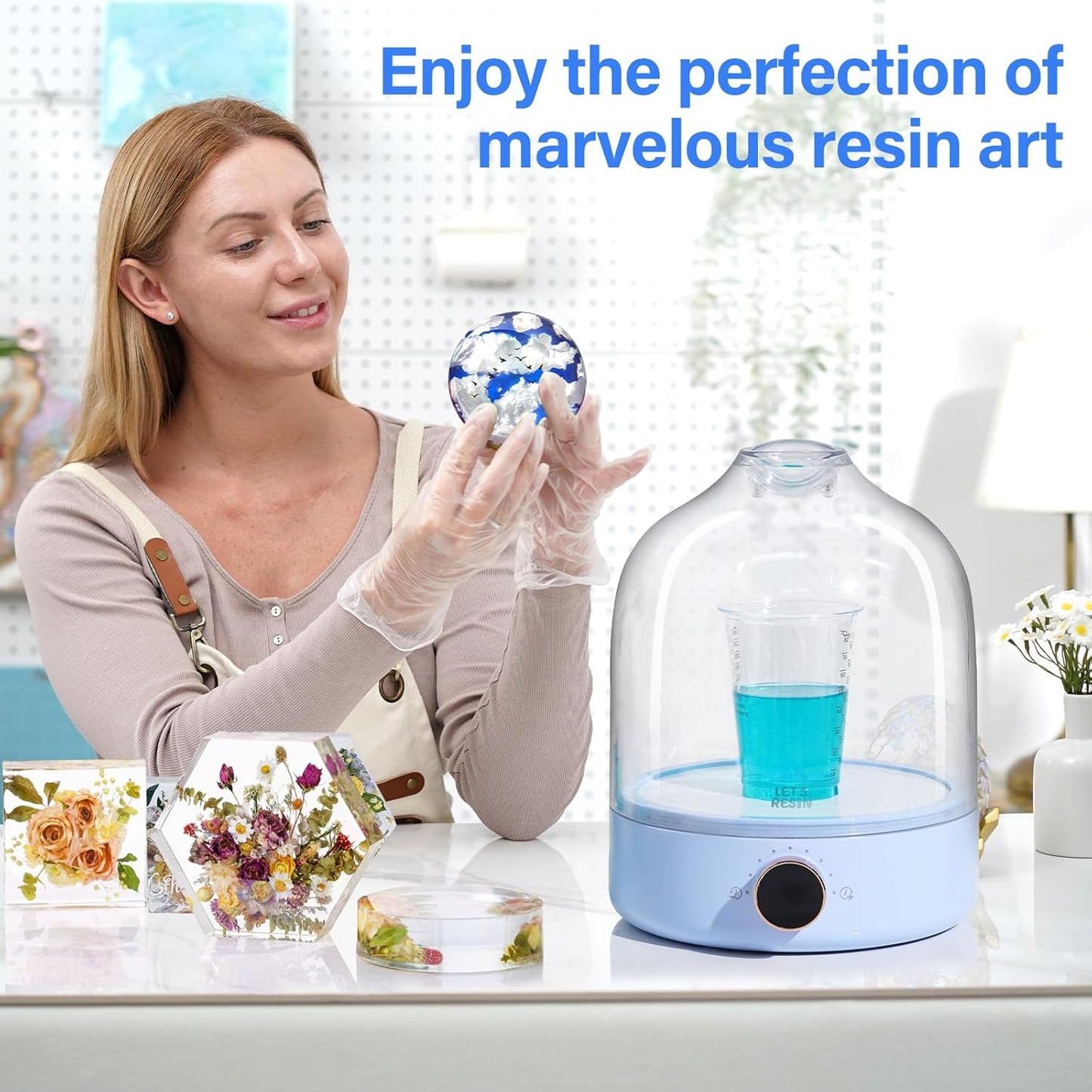 LET’S Resin Upgraded Resin Bubble Remover, Eliminate 99% Bubble in 5-9 Minutes, 99Kpa with Digital Display,Bigger Capacity, Auto Vent, Timer for Epoxy Resin Casting, Resin Art Crafts, Jewelry Making
