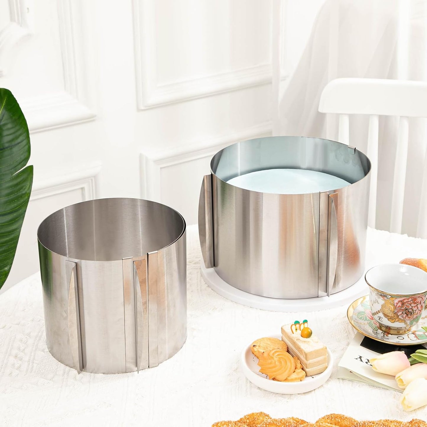 Hushee Cake Mold 15 cm High, 6 to 12'' Adjustable Ring Cake Baking Supplies Rings Round Stainless Steel Decorating Bakeware Tools with Scaling for Mousse Baking Dessert Making(1 Piece,8 cm)