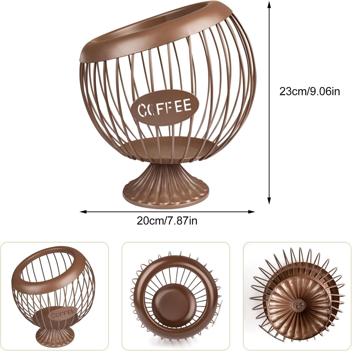 Stainless Steel Sphere Cup Coffee Basket pods holder Sturdy for Home or Office Kitchen Counter Organizer Espresso Capsule (Brwon)