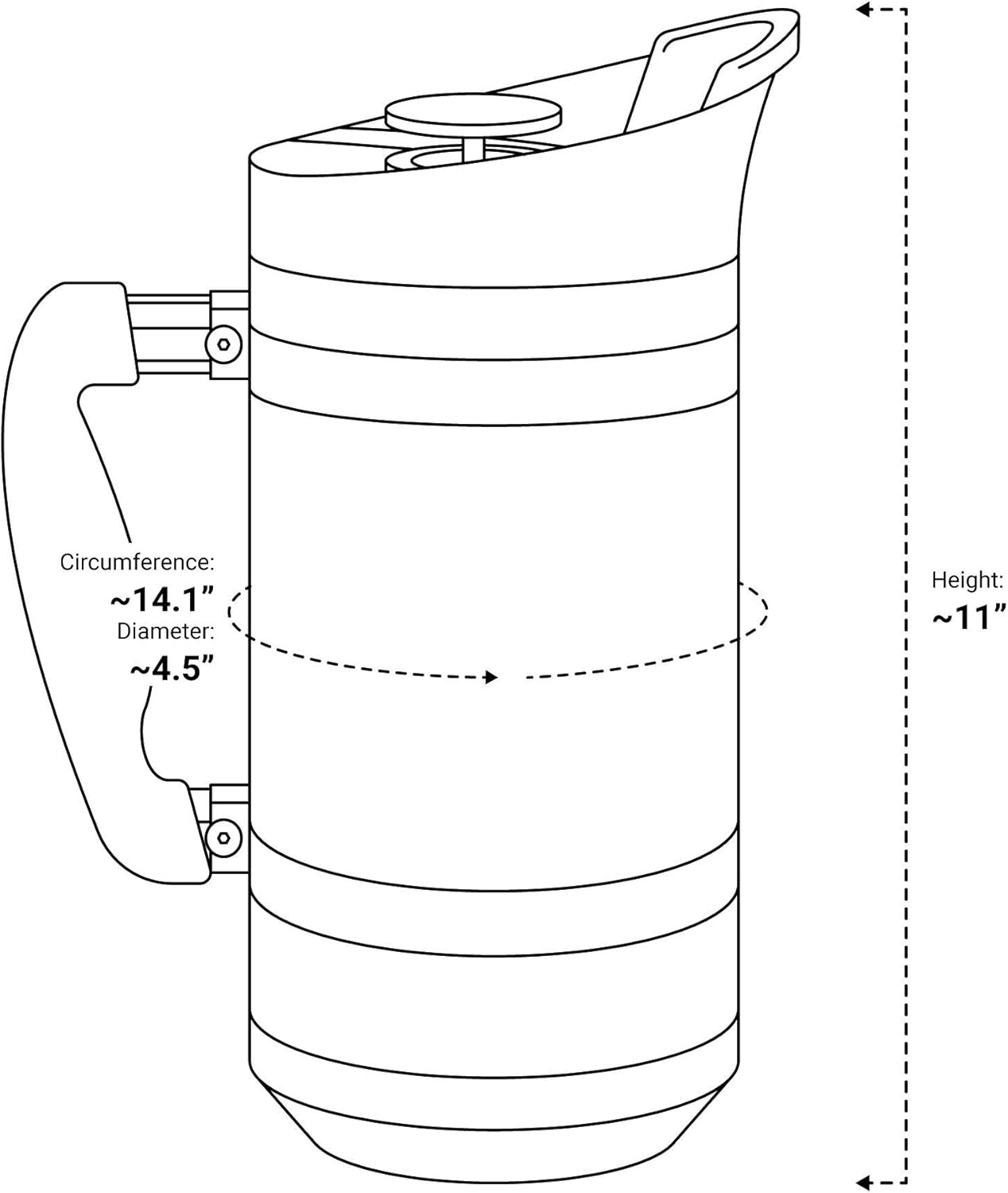 Basecamp Coffee Press - Double Wall Vacuum Insulated Stainless Steel - Bru-Stop Technology, No Grounds in Coffee, No Spill Lid (Storm Gray, 48 fl.oz)