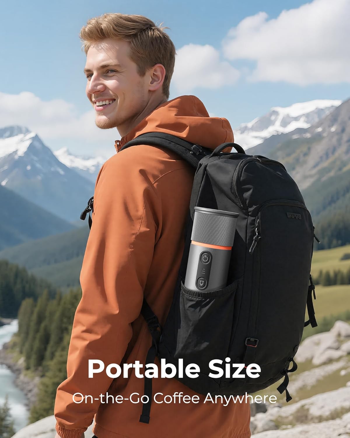 Portable Espresso Coffee Maker, Travel Coffee Maker for Camping, 20 Bar Self‑Heating Rechargeable with USB-C, with NS Capsule for Car/Travel/Camping