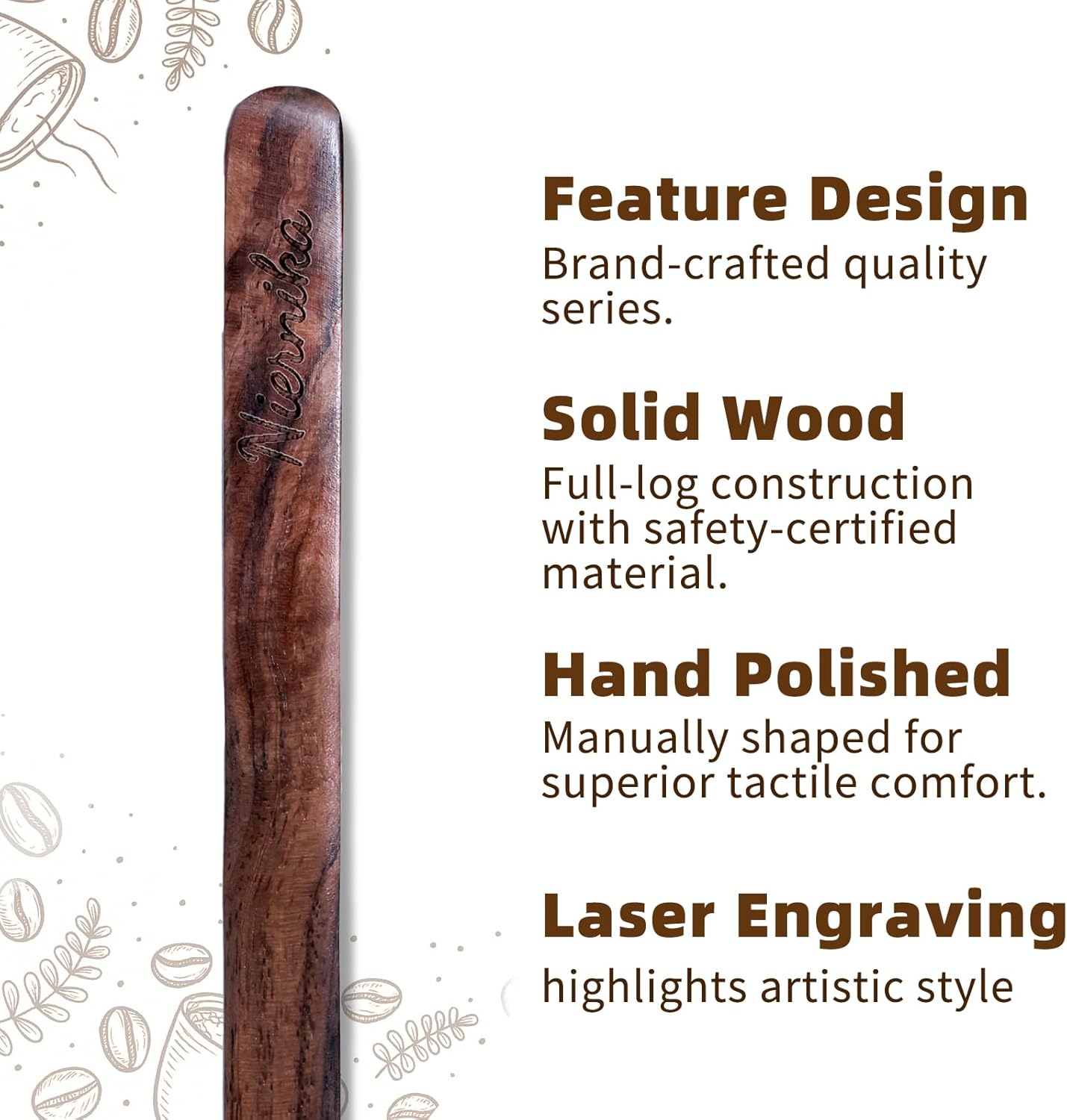 Solid Black Walnut Wood 3Pcs 6" Coffee Stirrers | Reusable & Multifunctional for Hot/Cold Beverages (Coffee, Milk, Oatmeal), Cooking & Crafts (jam, peanut butter Spreader, DIY Projects)