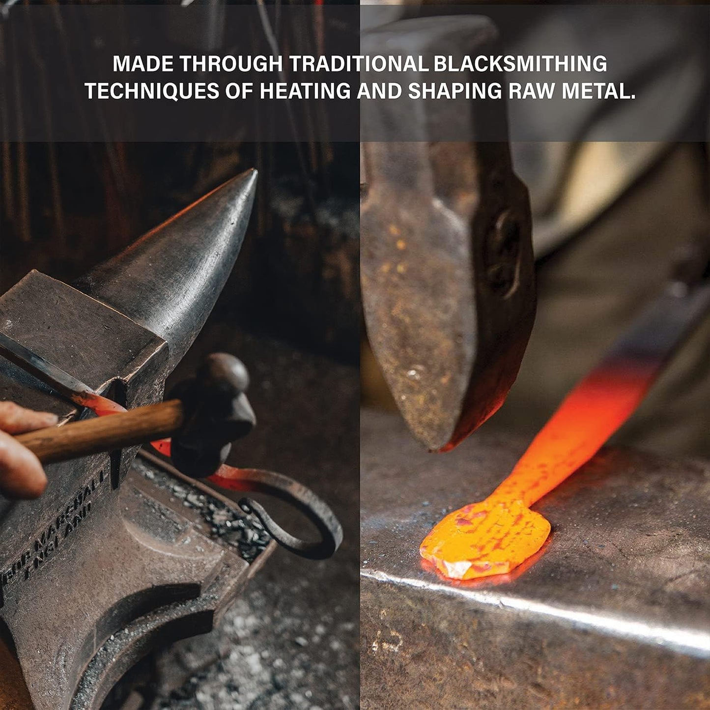 Copper and Steel Coffee Scoop | Food Grade & Measures 2 Tsp | Antique & Rustic Cast Iron Metal Spoon | Use For Espresso Beans, Tea Leaves, or Sugar | Handmade in Maine USA | By Wicks Forge