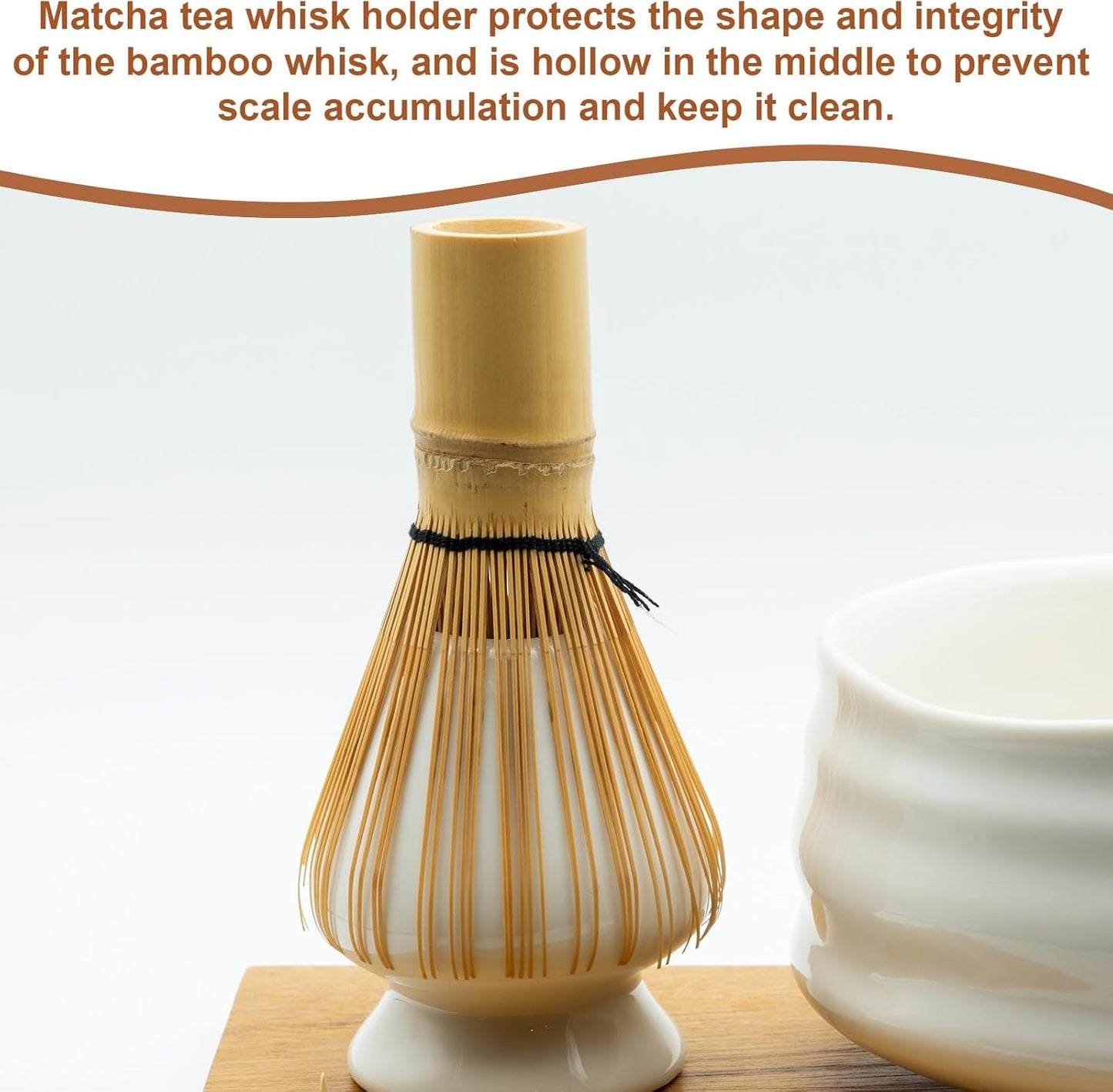 HARFINGTON Ceramic Chasen Stand 70mm Matcha Whisk Holder Teas Set Whisks Stand Traditional Matcha Tea Chasen Holder Tea Set Accessories for Tea Tasting, White/Blue