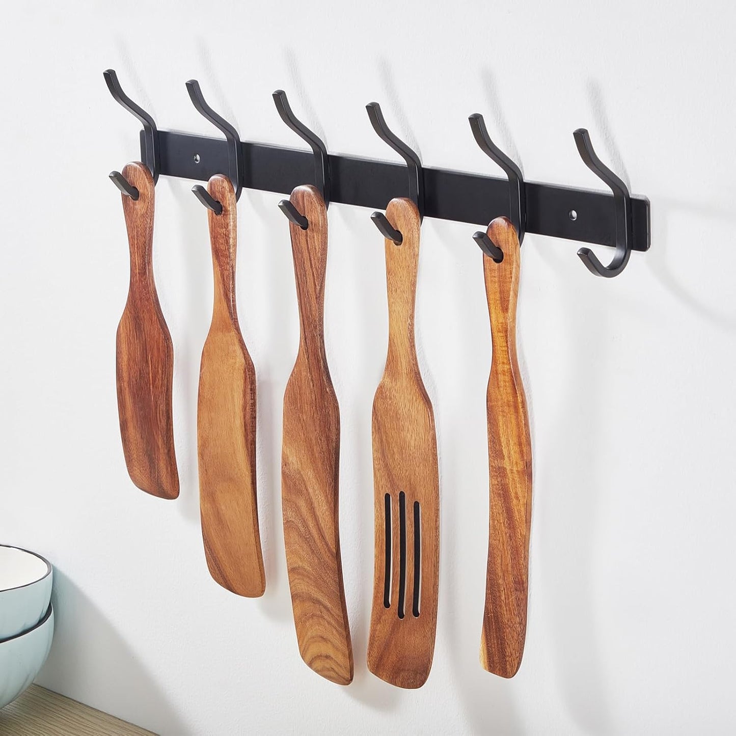 Wall Hooks Heavy Duty, 17 Inch Coat Rack Wall Mount with 6 Hooks, Black Wall Hooks for Entryway, Bathroom - for Hanging Backpack, Bag, Coat, Purse, Hat, Towel, Clothes,2 Packs