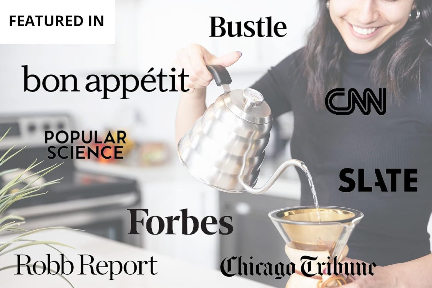 Barista Warrior Pour Over Coffee Kettle with Thermometer – Gooseneck Kettle for Coffee and Tea, Stainless Steel for All Stovetops (Matte Black, 1.0 Liter, 34 fl oz)