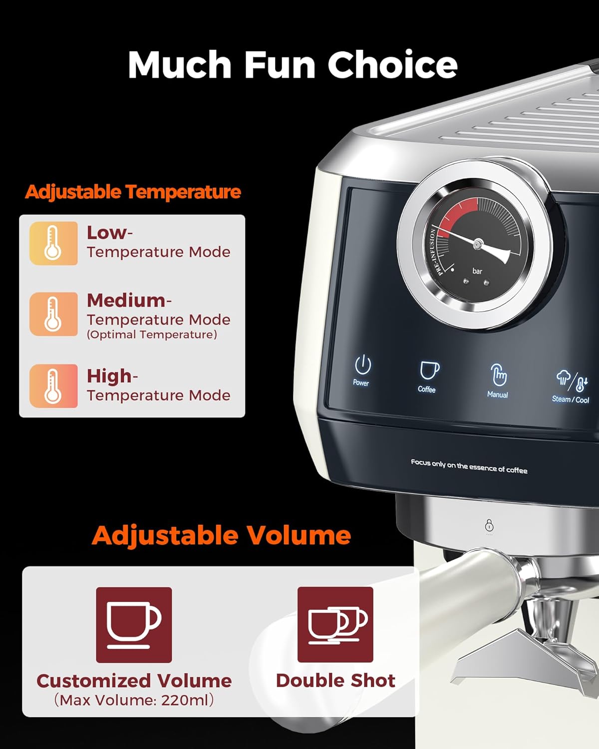 Tuni E2 58mm Espresso Machine 20Bar Espresso Maker, 𝐃𝐮𝐚𝐥 𝐁𝐨𝐢𝐥𝐞𝐫 Coffee Maker with 10mm Steam Milk Frother, Semi-automatic Coffee Machine with UKLA Pump for Espresso, Gift for Coffee Lover