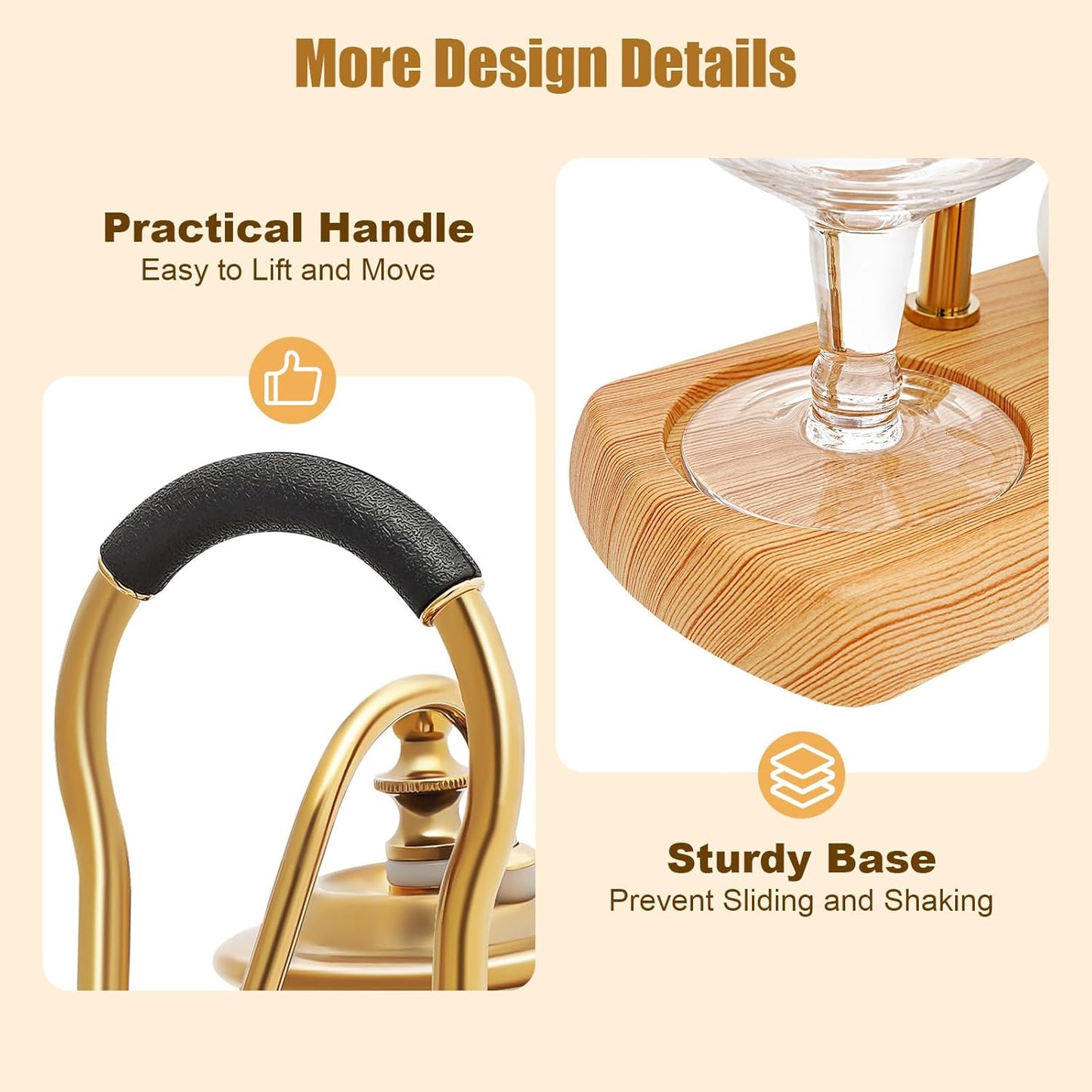 JOMCYDM Balance Syphon Coffee Maker Elegant Unique Belgian Machine for Coffee and Tea Easy to Clean Integrated Filter Gold Accents Decorative Design Best Tasting Coffee Espresso Brewer