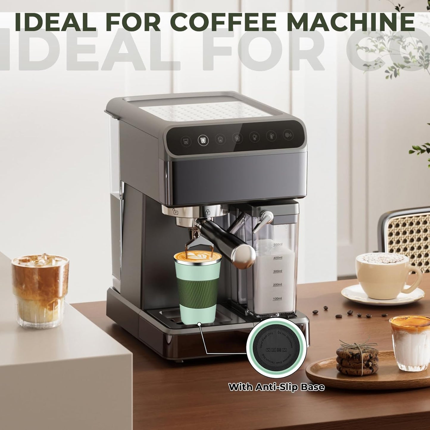 Insulated Coffee Tumbler 12 oz, Stainless Steel Coffee Mug with Lids, Travel Coffee Mug Leak Proof, Double Wall Vacuum Insulated Reusable Coffee Cup, Keep Drinks Hot and Cold (Light Green, 12 Ounces)