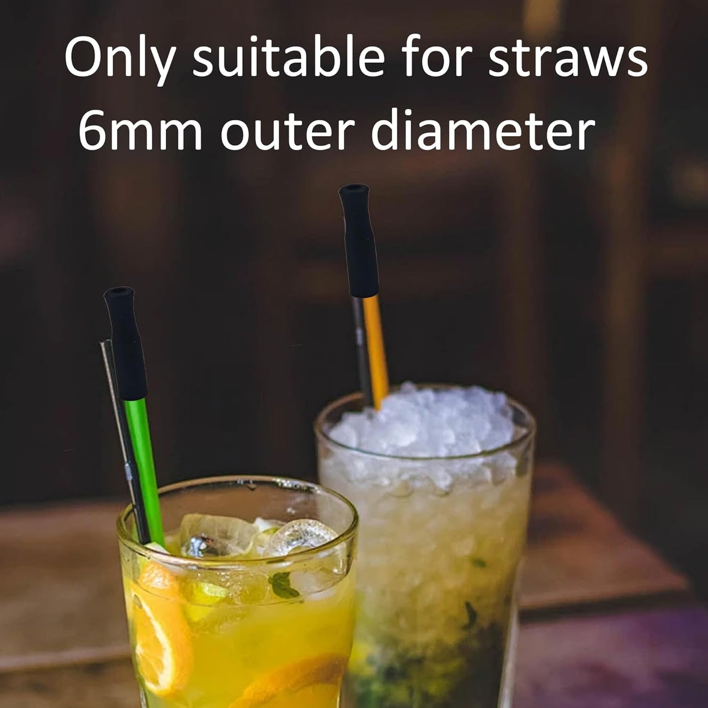 pson 8Pcs Silicone Straw Tips, Food Grade Reusable Anti-Scald/Cold Straw Covers Fit for 8mm Stainless Steel Straws(Black)