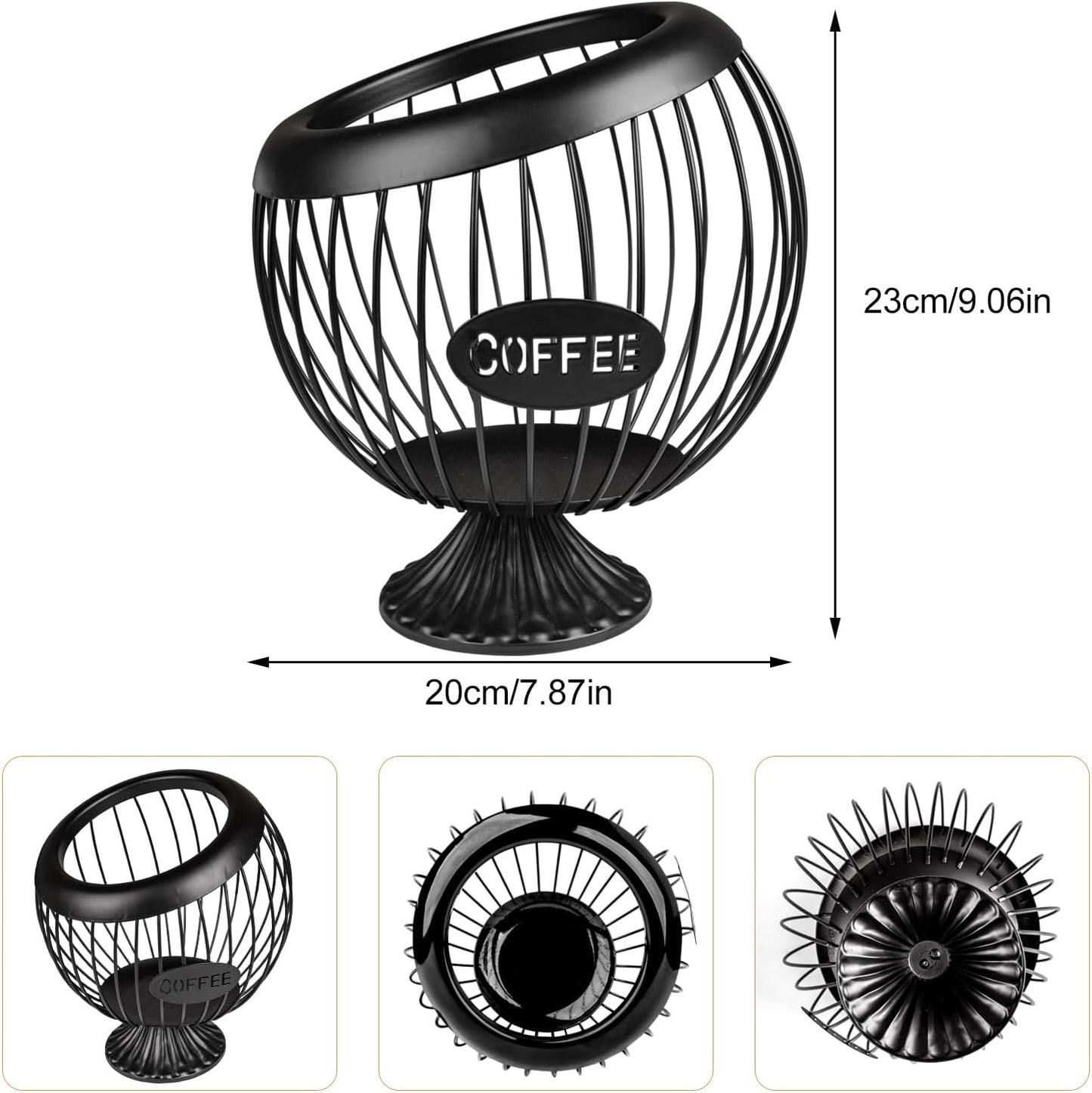 Stainless Steel Sphere Cup Coffee Basket pods holder Sturdy for Home or Office Kitchen Counter Organizer Espresso Capsule (Black)