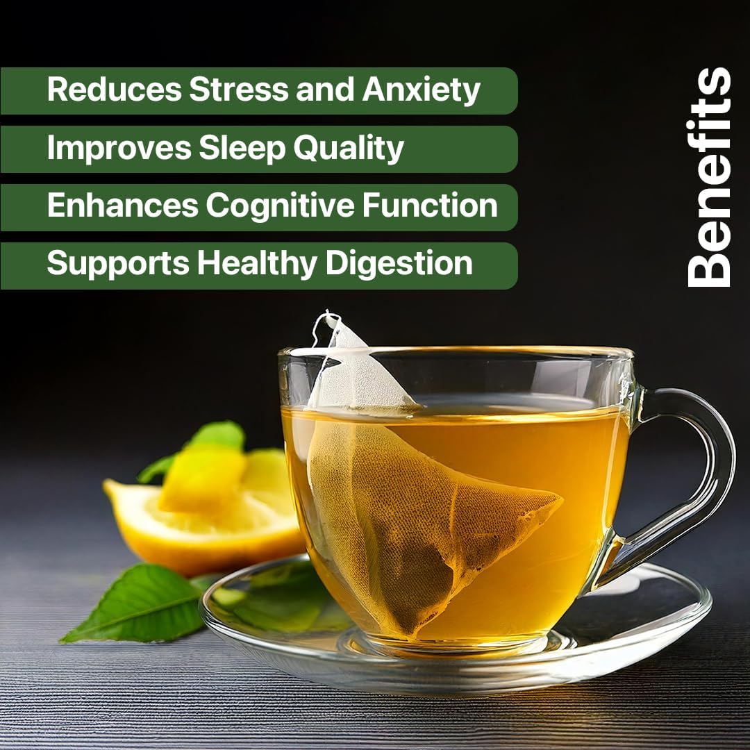 BLUE TEA - Lemon Balm Tea - 30 Count - Pyramid Plant Based Tea Bag | RELIEVES STRESS - IMPROVES DIGESTION | Reduces Bloating | Refreshing Citrus Flavour - Leaf Based - Caffeine Free | Tin Pack
