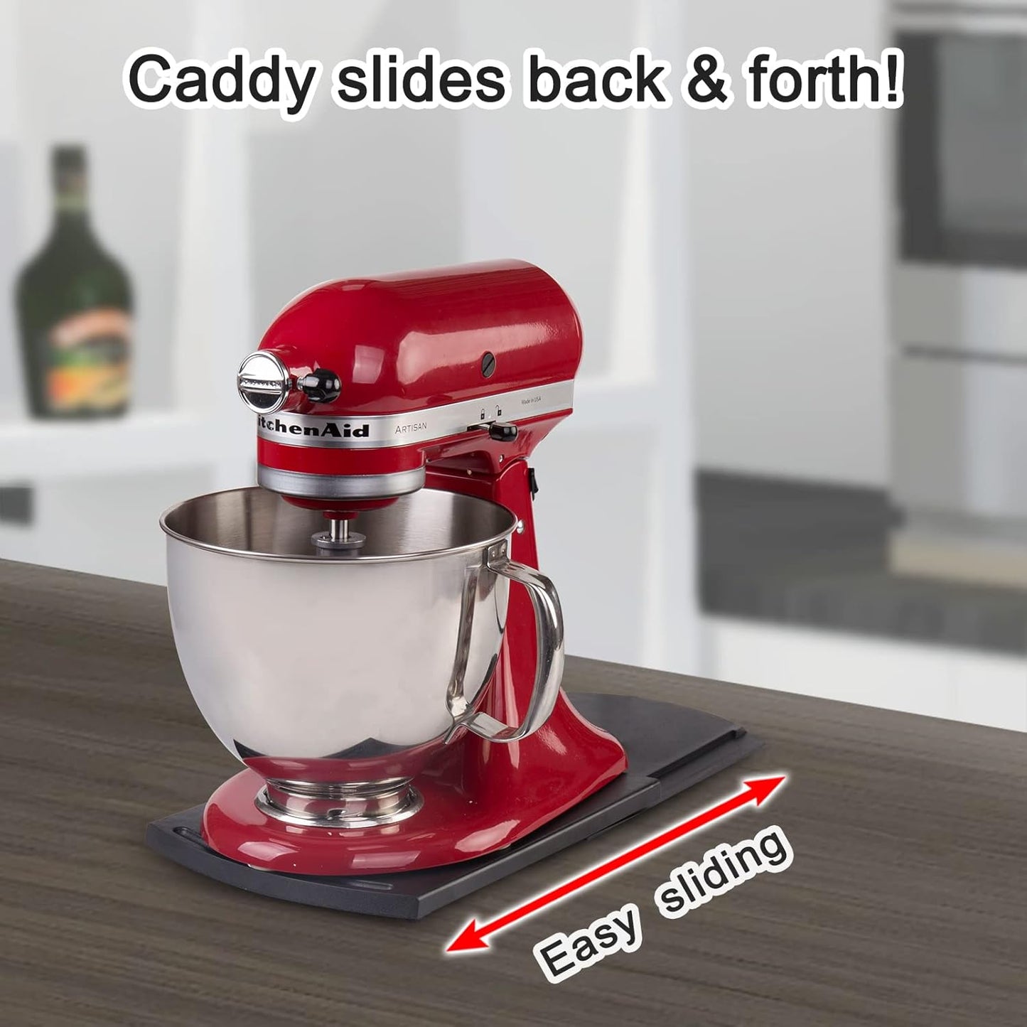 Bruvoalon Kitchen Appliance Sliding Tray, Slider for Coffee Pot, Coffee Maker, Toaster, KitchenAid Mixer, Blenders and Air Fryer, Coutertop with Rolling Wheels (2 Pack)