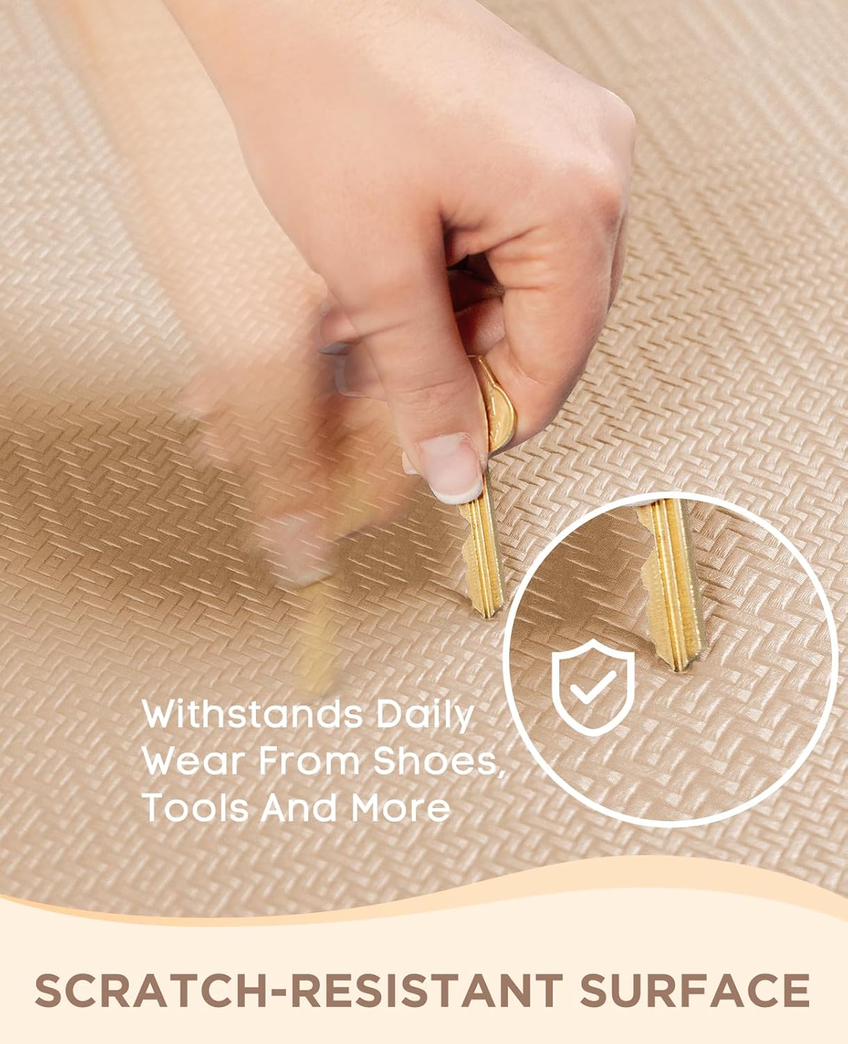 Ophanie Kitchen Mats for Floor, 3/4 Inch Thick Kitchen Rugs, 20'' x 48'' Anti Fatigue Standing Cushioned Mat, Waterproof,Comfort Ergonomic Mat for Office, Home, Sink, Beige Non-Slip Bottom