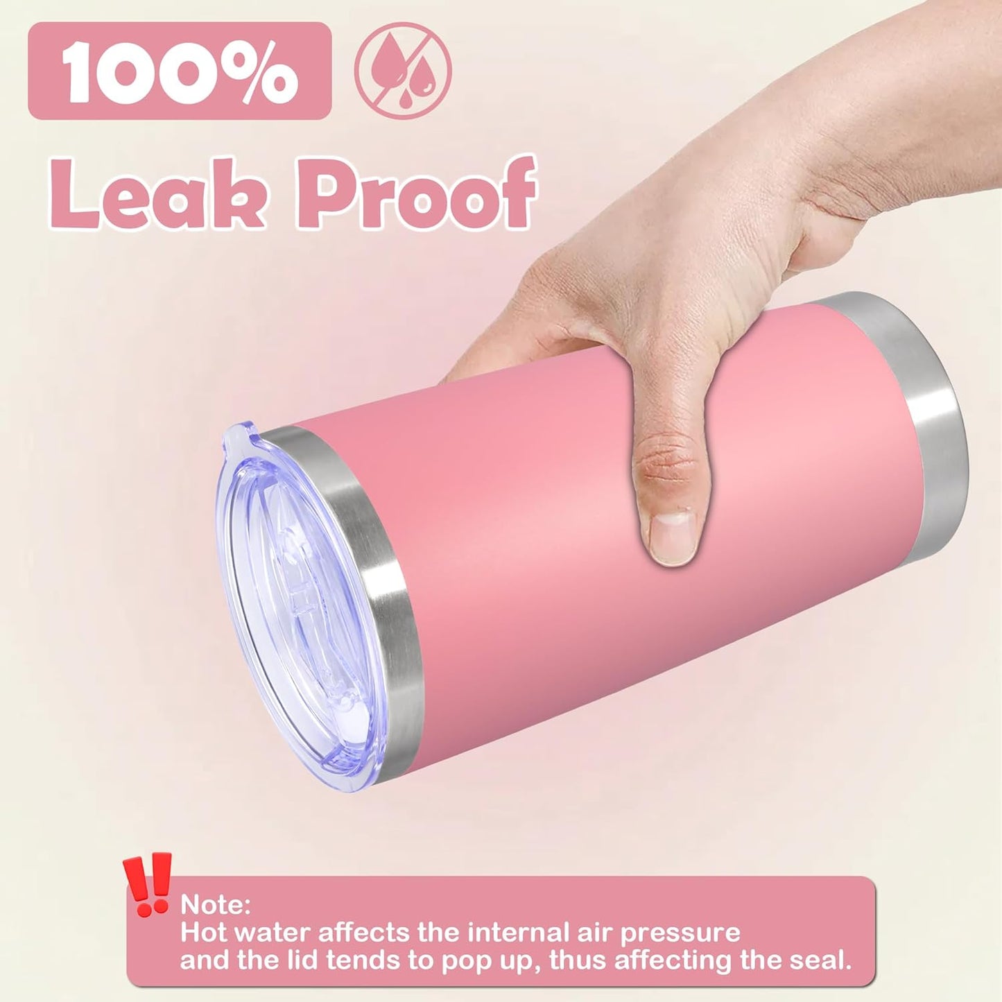 20oz Tumbler Bulk Stainless Steel Tumbler Cup with Lid Vacuum Insulated Double Wall Travel Mug, Durable Powder Coated Travel Coffee Tumbler Mug for Hot & Cold Drinks, Pink,12 Pack