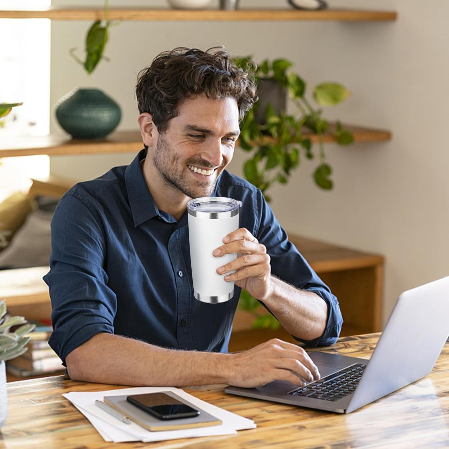 StarSpeed 20oz Tumbler Bulk with Lid, Stainless Steel Insulated Tumblers Double Wall Vacuum Insulated Travel Mug, Powder Coated Coffee Cups for Hot and Cold Drinks(White,6)