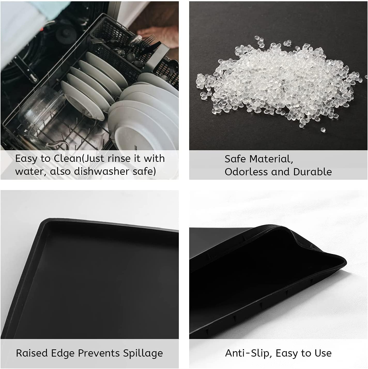 Silicone Mat Under Coffee Machine With Lip Coffee Maker Appliance Automatic Machines Espresso Accessory Black Multifunctional Rubber Base Mat (18.9 x 11.8)