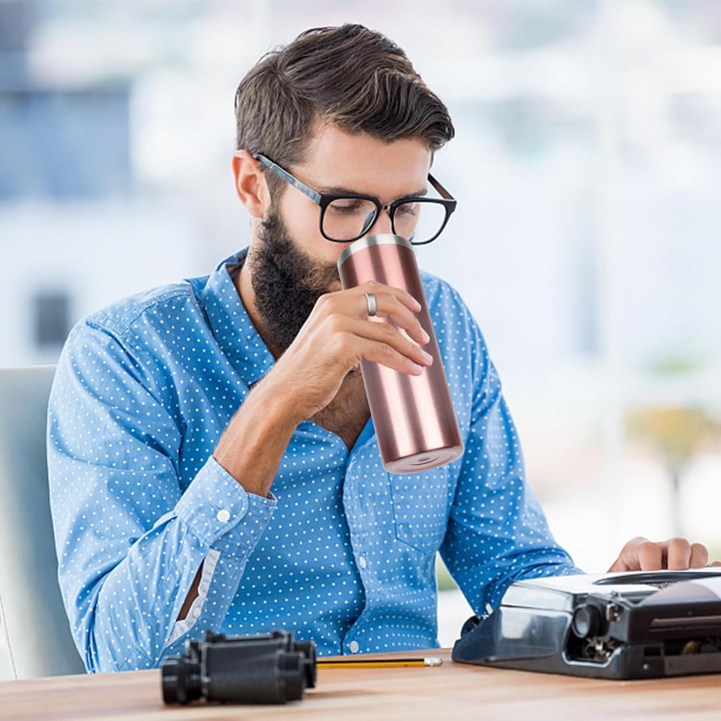 20 oz Skinny Tumblers with Lid and Straw,Stainless Steel Vacuum Insulated Tumbler Cup Double Wall Travel Coffee Mug, Thermal Water Tumbler for Hot and Cold Drinks(Rose Gold,8)