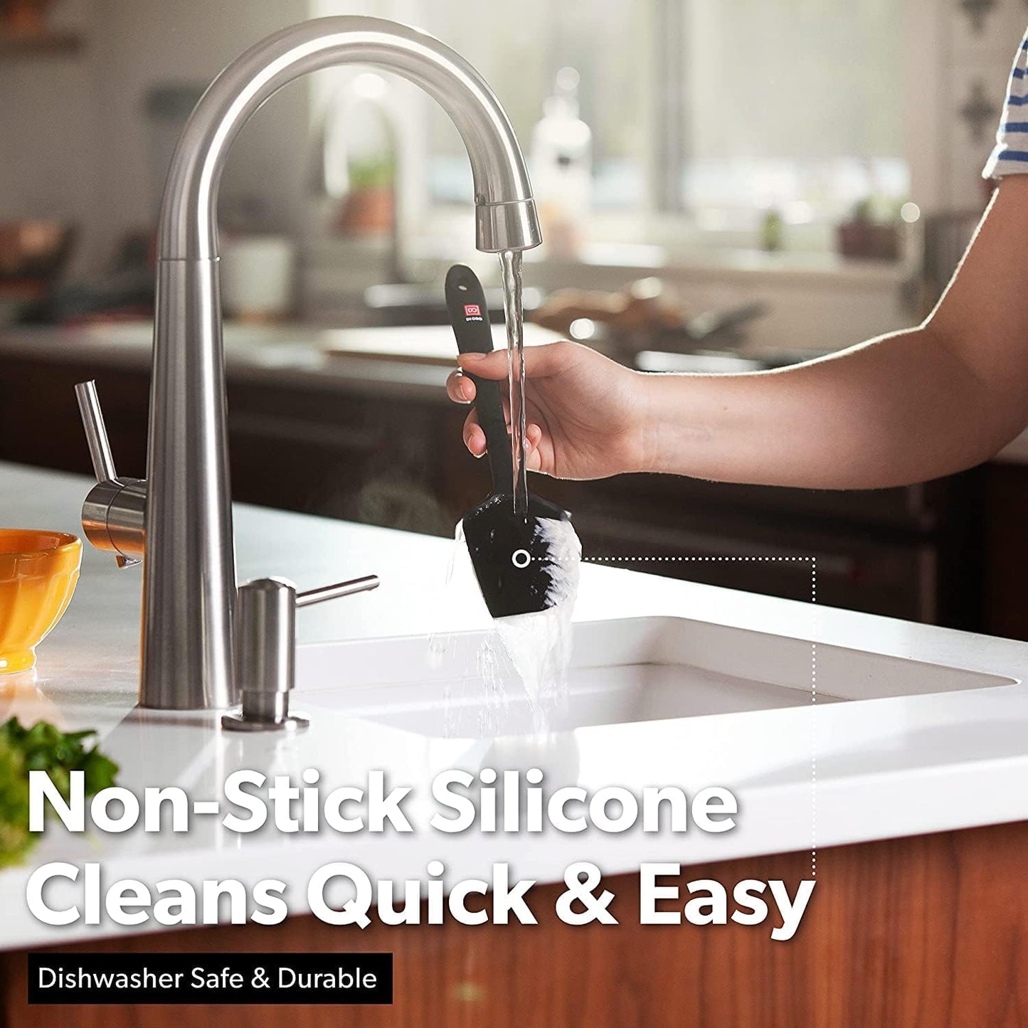 DI ORO Silicone Spatula Set - Rubber Kitchen Spatulas for Baking, Cooking, & Mixing - 600°F Heat-Resistant & BPA Free Silicone Scraper Spatulas for Nonstick Cookware - Dishwasher Safe (4pc, Black)