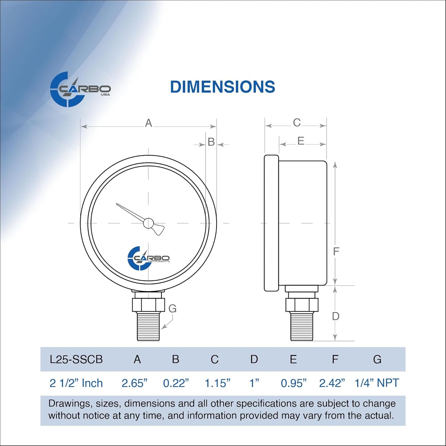 Stainless Steel Pressure Gauge Dual Display (0-3000 psi/kPa) - 2 1-2" Glycerine Liquid Filled Water Air Oil Gas Gauge with Polycarbonate Lens & Brass Connection -1/4" NPT Lower Mount