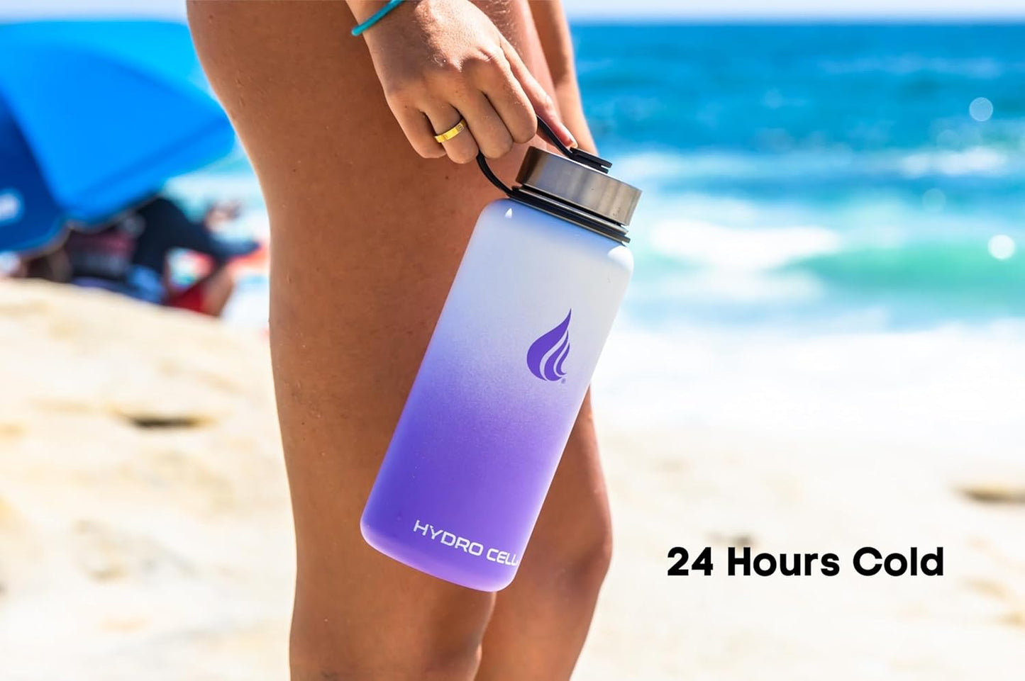 HYDRO CELL Stainless Steel Insulated Water Bottle with Straw - For Cold & Hot Drinks - Metal Vacuum Flask with Screw Cap and Modern Leakproof Sport Thermos for Adults (Lavender/White 32oz)