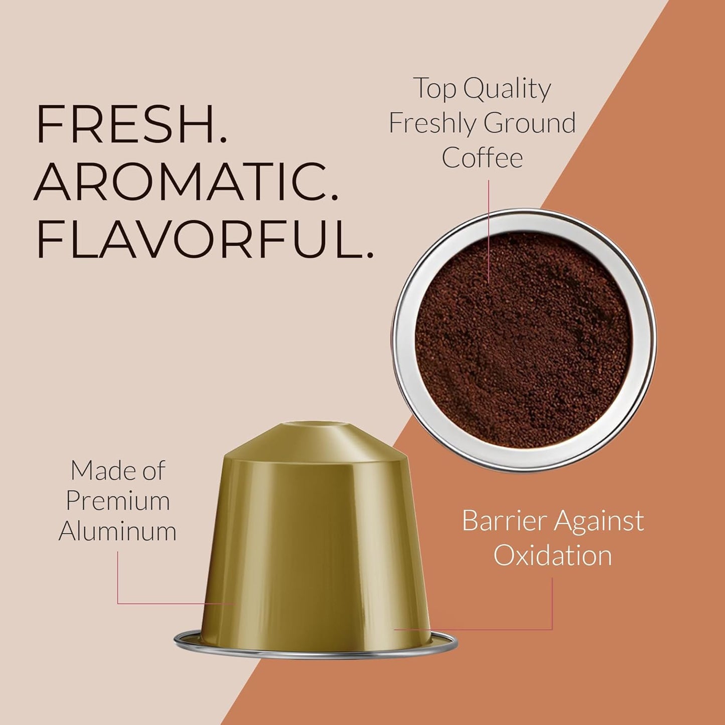 Camilla’s Heritage - Intensity 8 Caramel Flavored Espresso Coffee, Gourmet Espresso Cups, 60 Coffee Pods