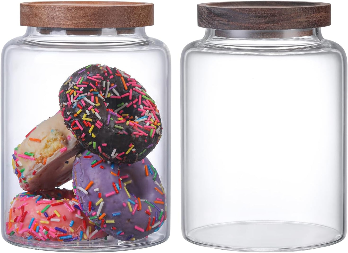 Vacuum Coffee Canister Glass Food Storage Jars With Airtight Lids Borosilicate Glass Coffee Canister Container for Coffee Beans & Grounds Tea Sugar Spices Kitchen (40oz(1200ml)-2 pack